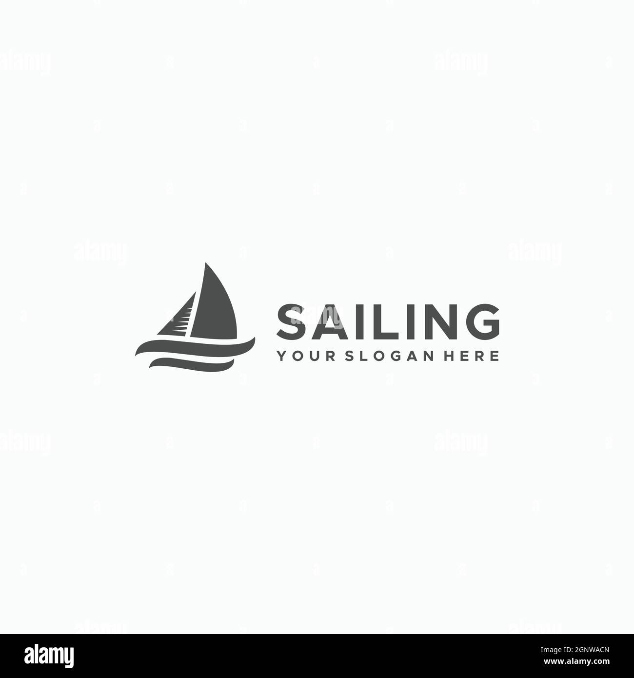 minimalist SAILING boat going fast logo design Stock Vector