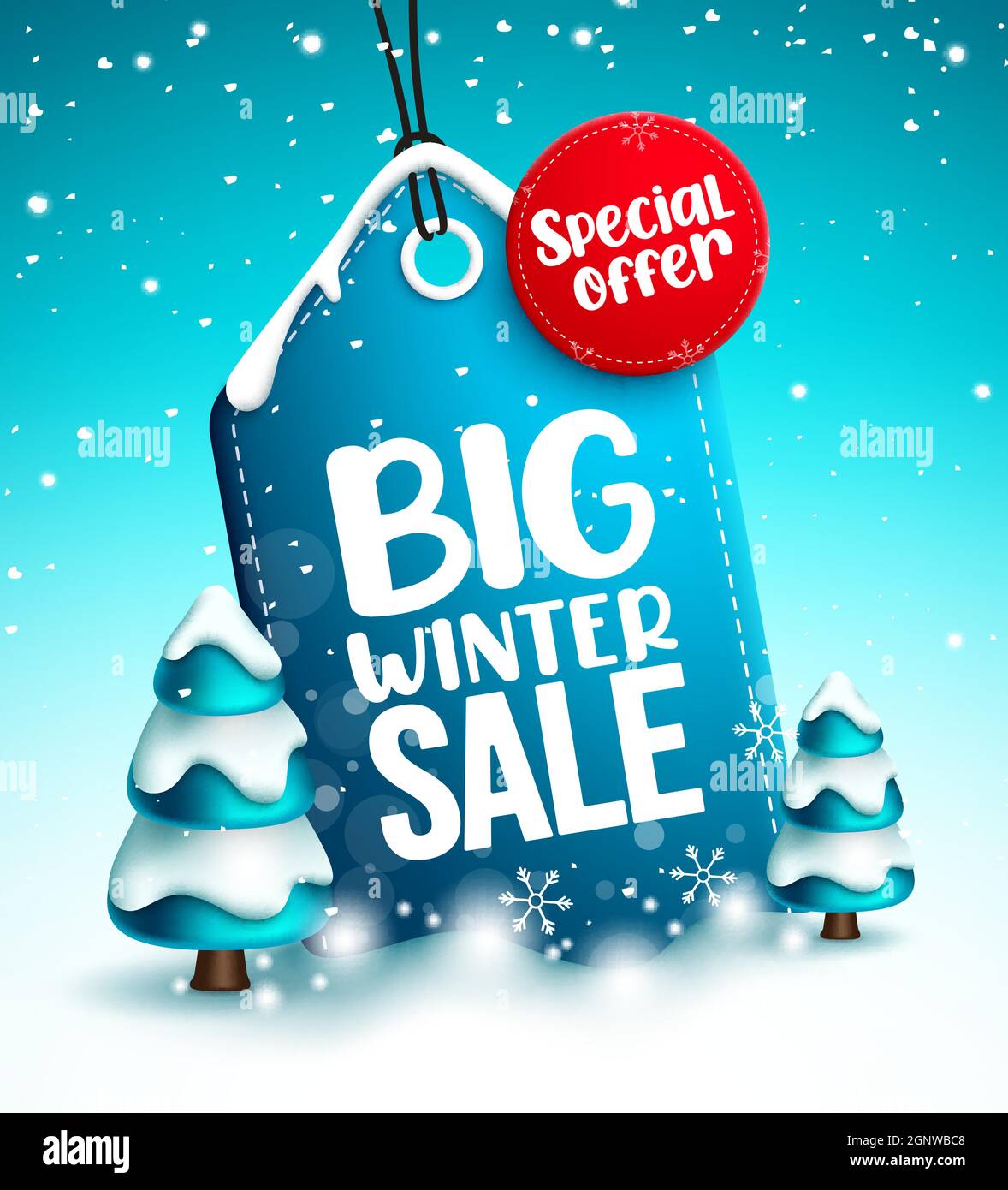 Winter sale tag vector design. Winter big sale special offer text
