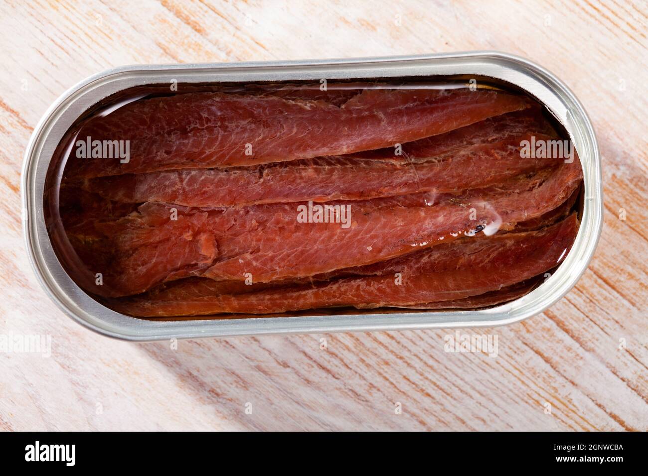 Canned anchovy fillet in oil Stock Photo Alamy