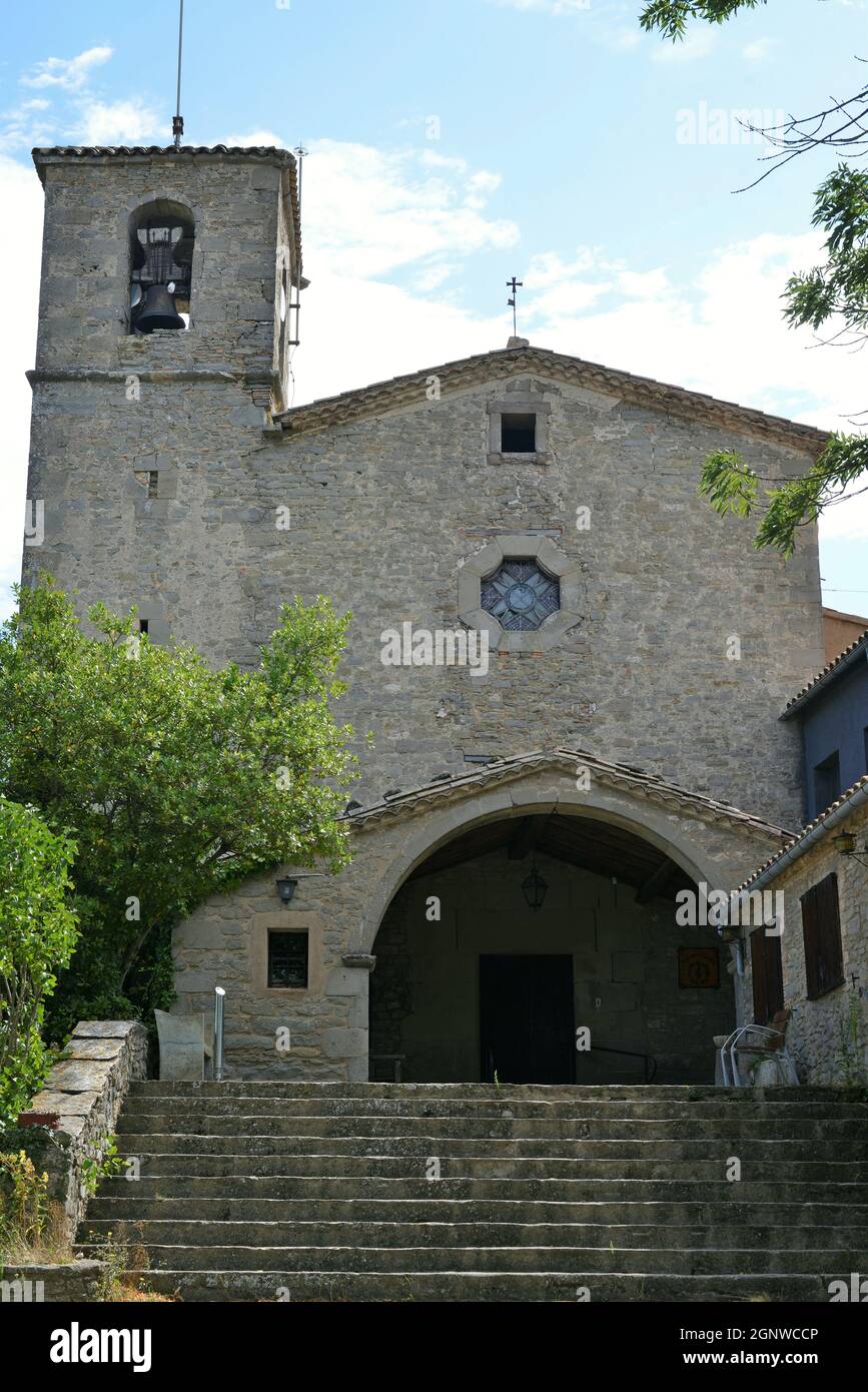 The sanctuary of th Mare de Déu dels Munts of the town of Sant Agustí de Lluçanes is located in the region of Osona province of Barcelona, Catalonia, Stock Photo