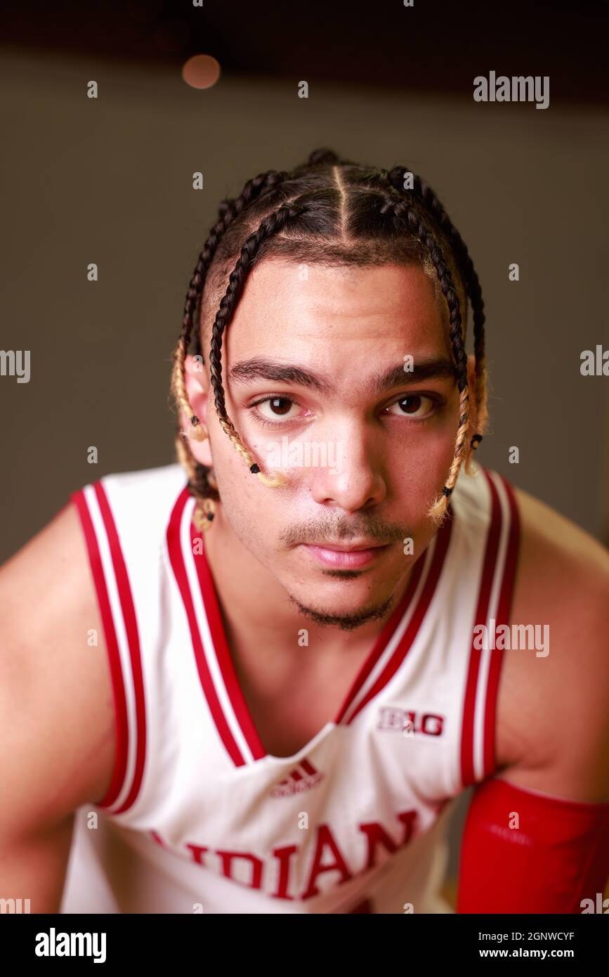 Indiana University basketball player Parker Stewart (45) poses for a portrait during the team’s media day at Simon Skjodt Assembly Hall in Bloomington. (Photo by Jeremy Hogan / SOPA Images/Sipa USA) Stock Photo
