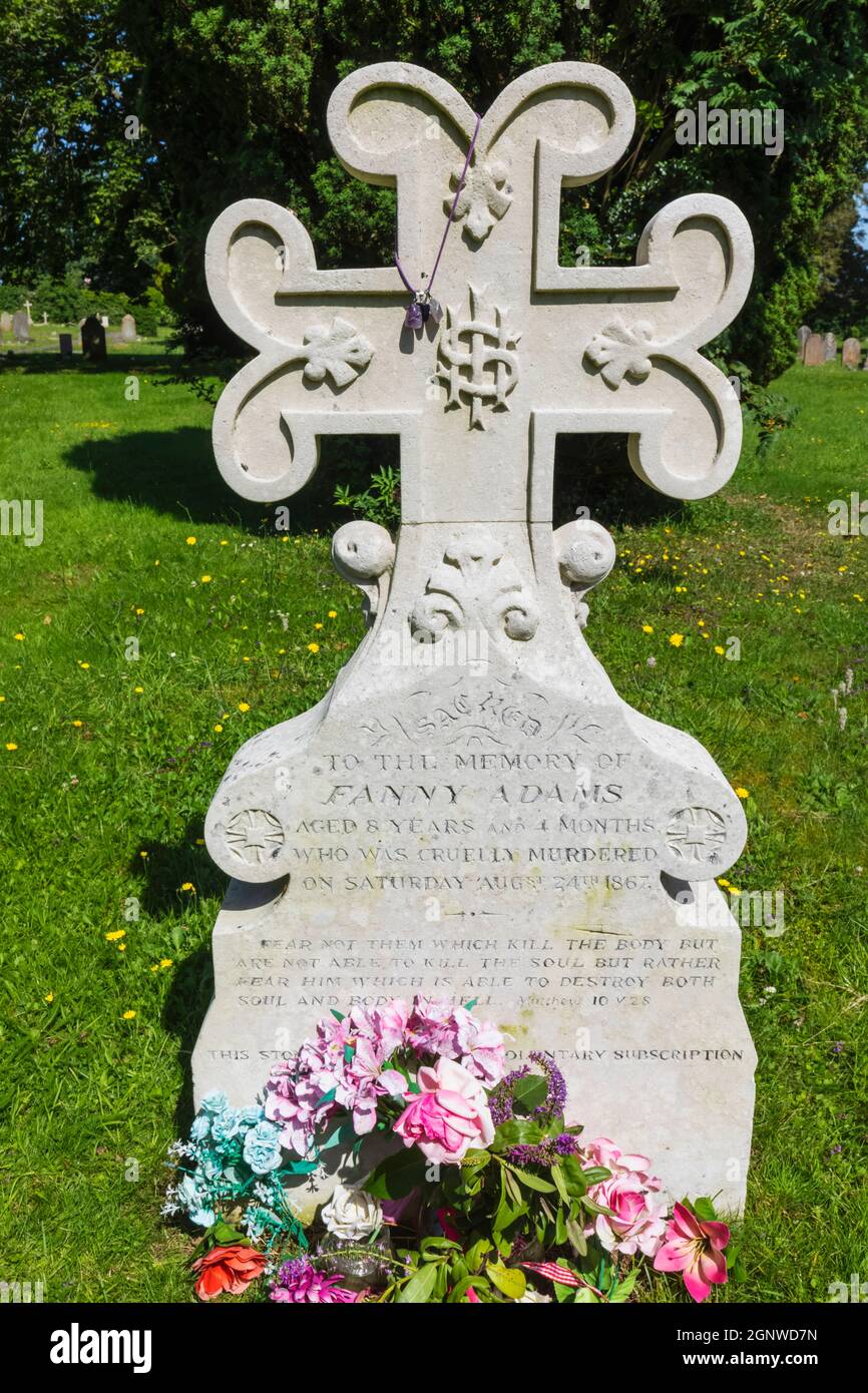 England, Hampshire, Alton, St.Lawrence Church, The Tombstone of Fanny Adams, The Child who ws murdered in Alton in 1867 Stock Photo
