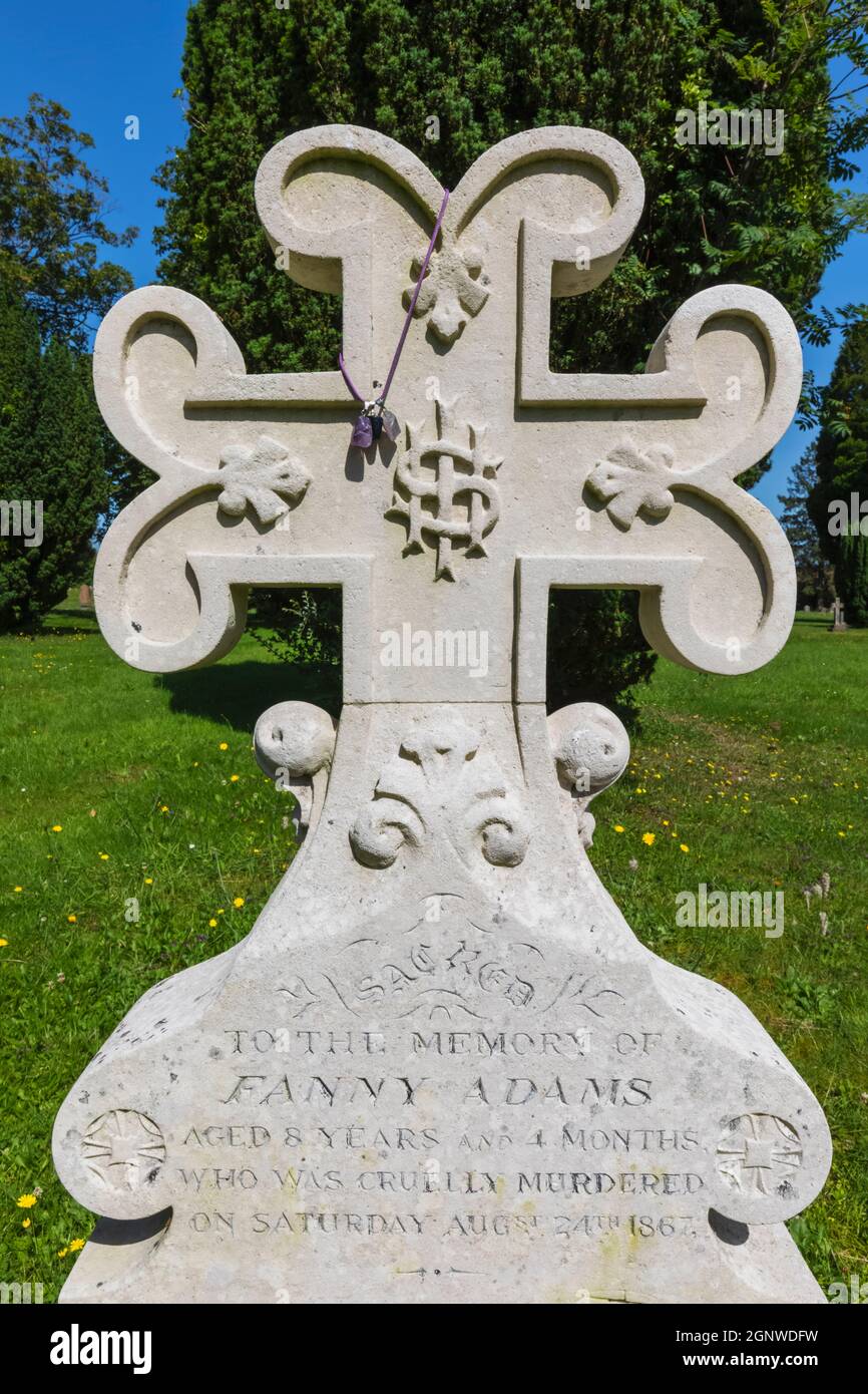 England, Hampshire, Alton, St.Lawrence Church, The Tombstone of Fanny Adams, The Child who ws murdered in Alton in 1867 Stock Photo
