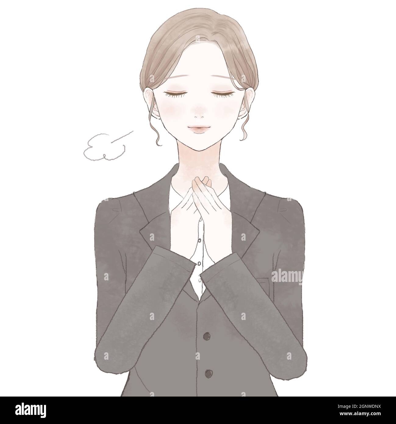 Woman in a suit who is relieved. On white background Stock Photo - Alamy