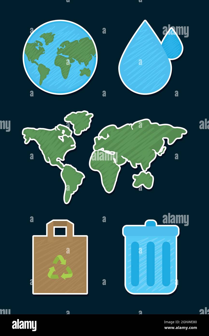 earth planet and ecology icon set Stock Vector Image & Art - Alamy