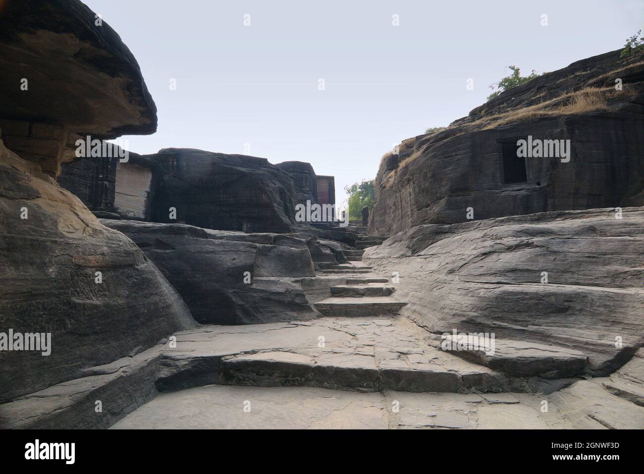 Entrance to the Udayagiri Caves complex near Vidisha, Madhya Pradesh ...