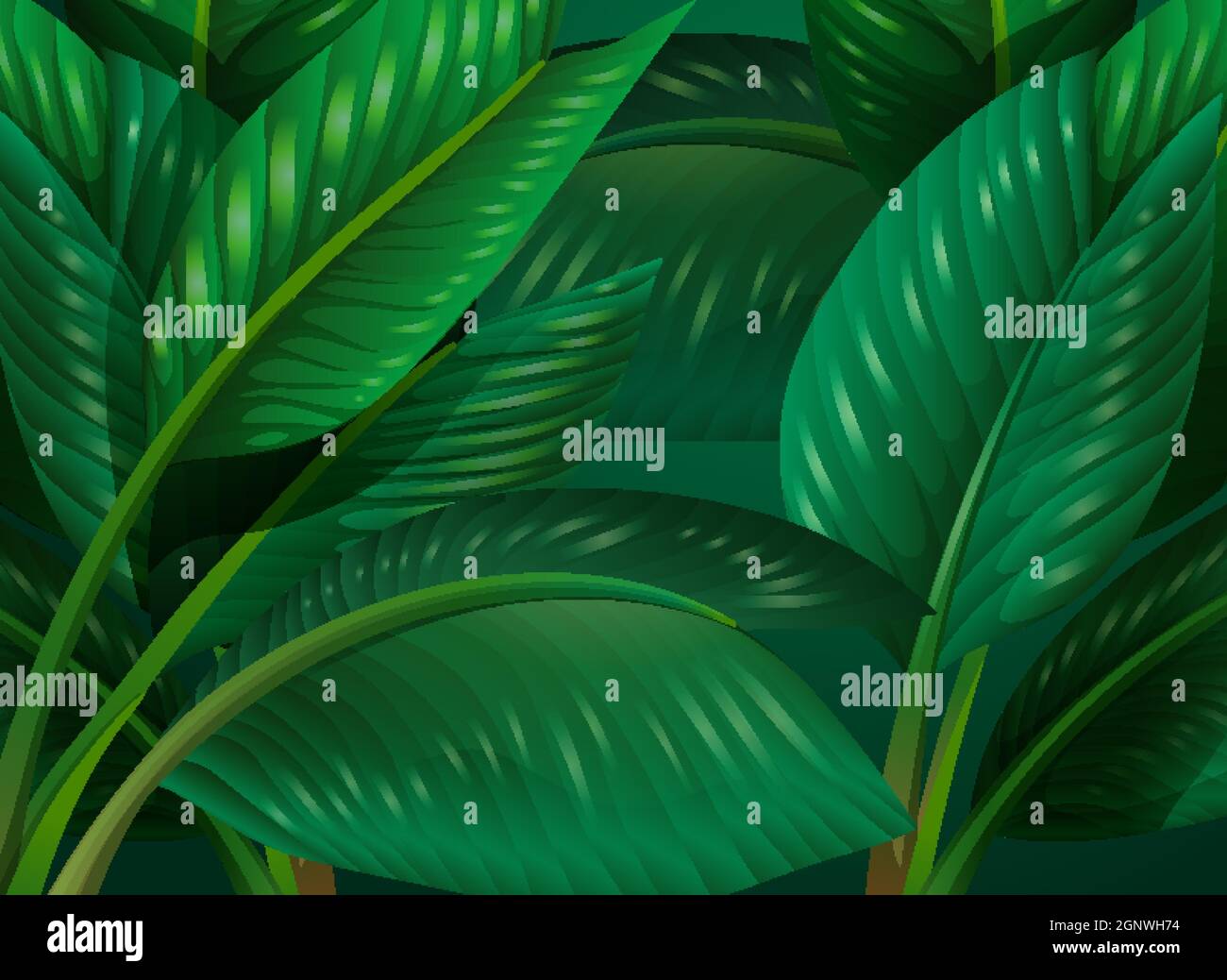 Tropical green leaves background illustration Stock Vector Image & Art ...