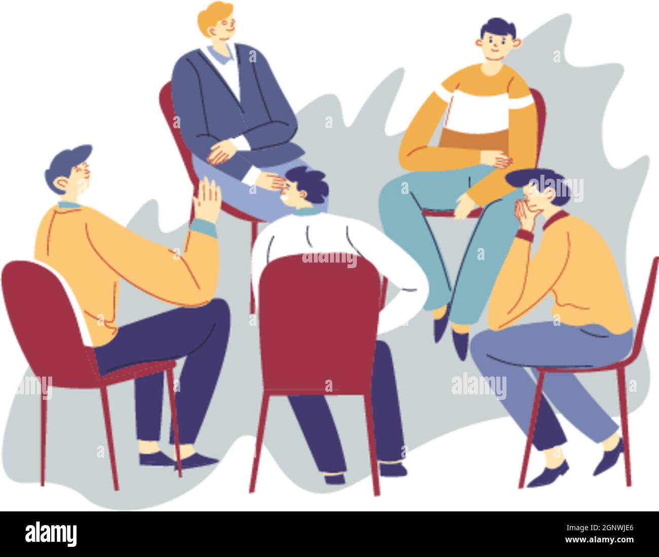 Session or group therapy people talking problems Stock Vector