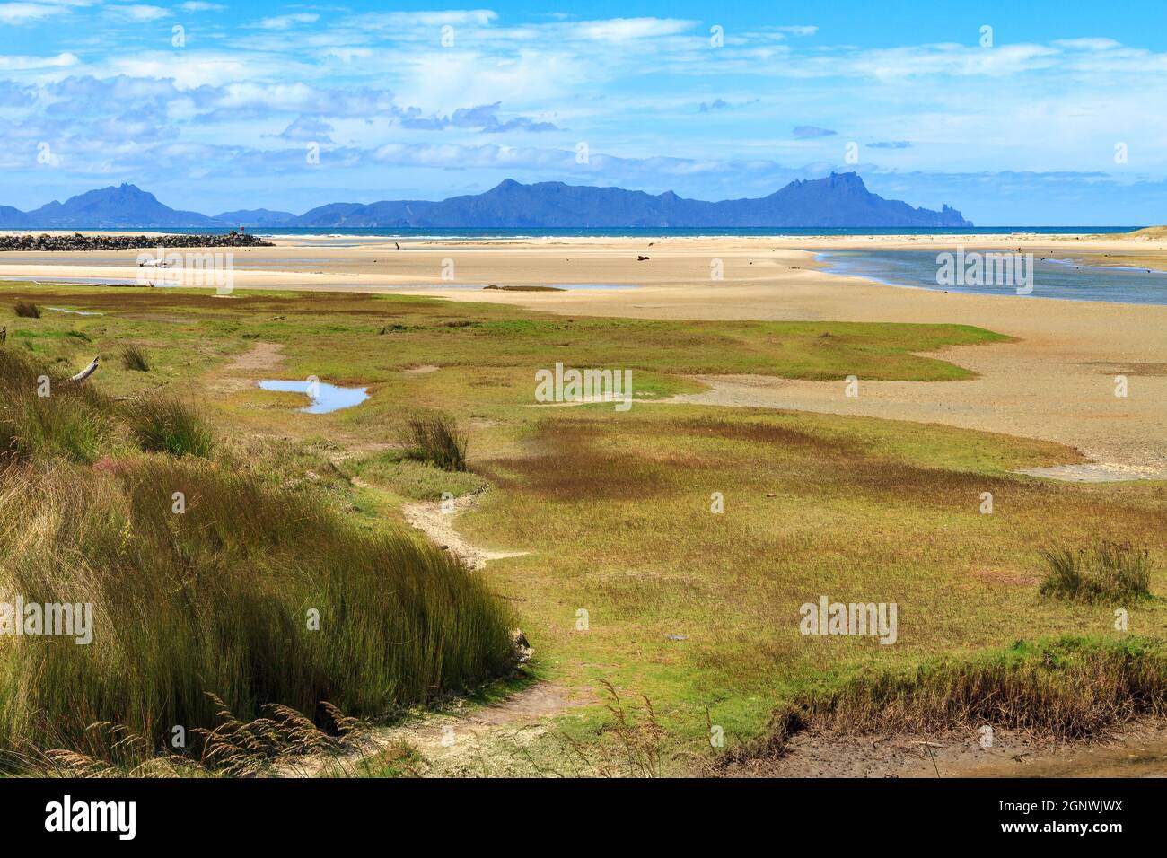 The Whangarei Heads in Northland, New Zealand, seen from Waipu Cove