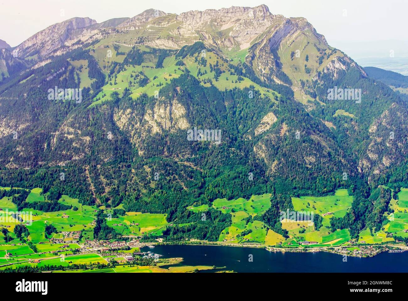 Mount Pilatus, is a mountain massif overlooking Lucerne in Central Switzerland. It is located in the border area of the Cantons of Lucerne,  Nidwalden Stock Photo