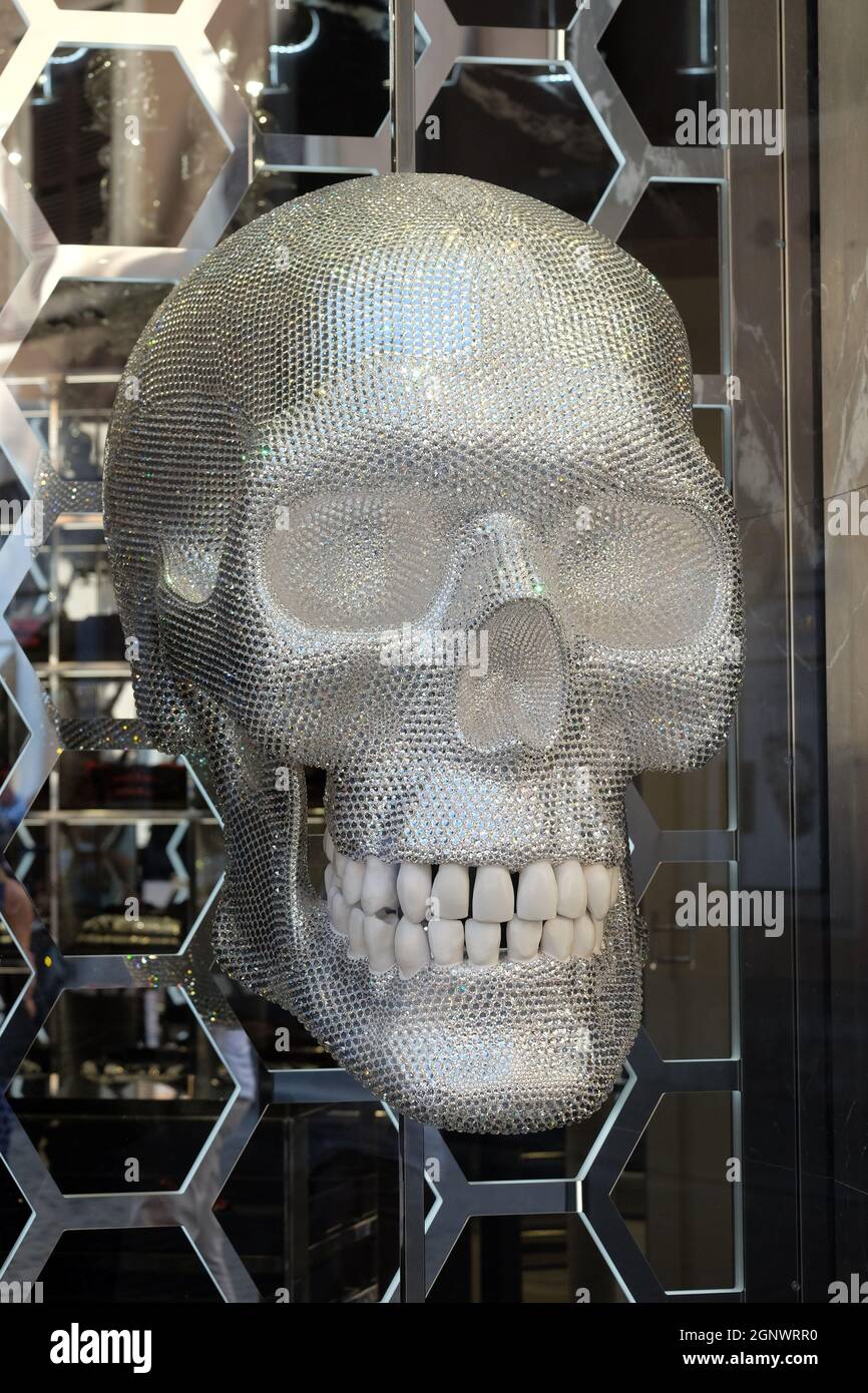 Philipp Plein shop with a shiny skull located on Piazza di Spagna, near Via  Condotti in Rome, Italy Stock Photo - Alamy