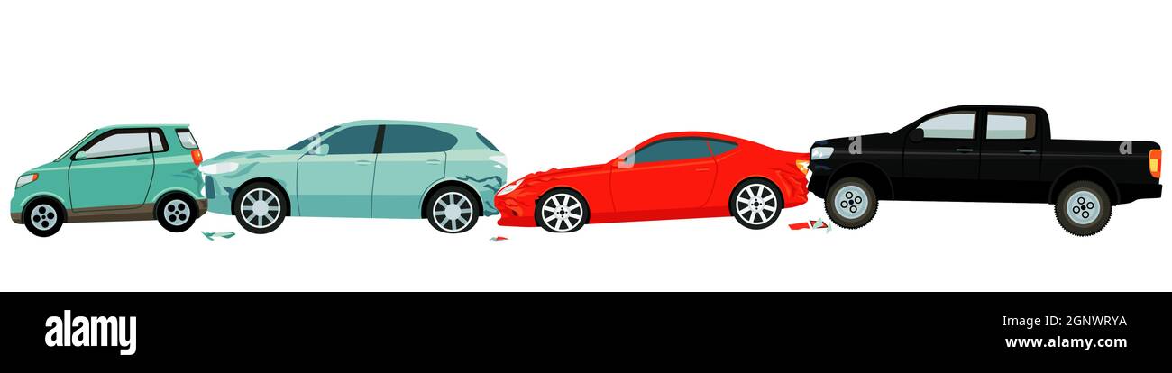 Car accident - isolated on white background Stock Vector