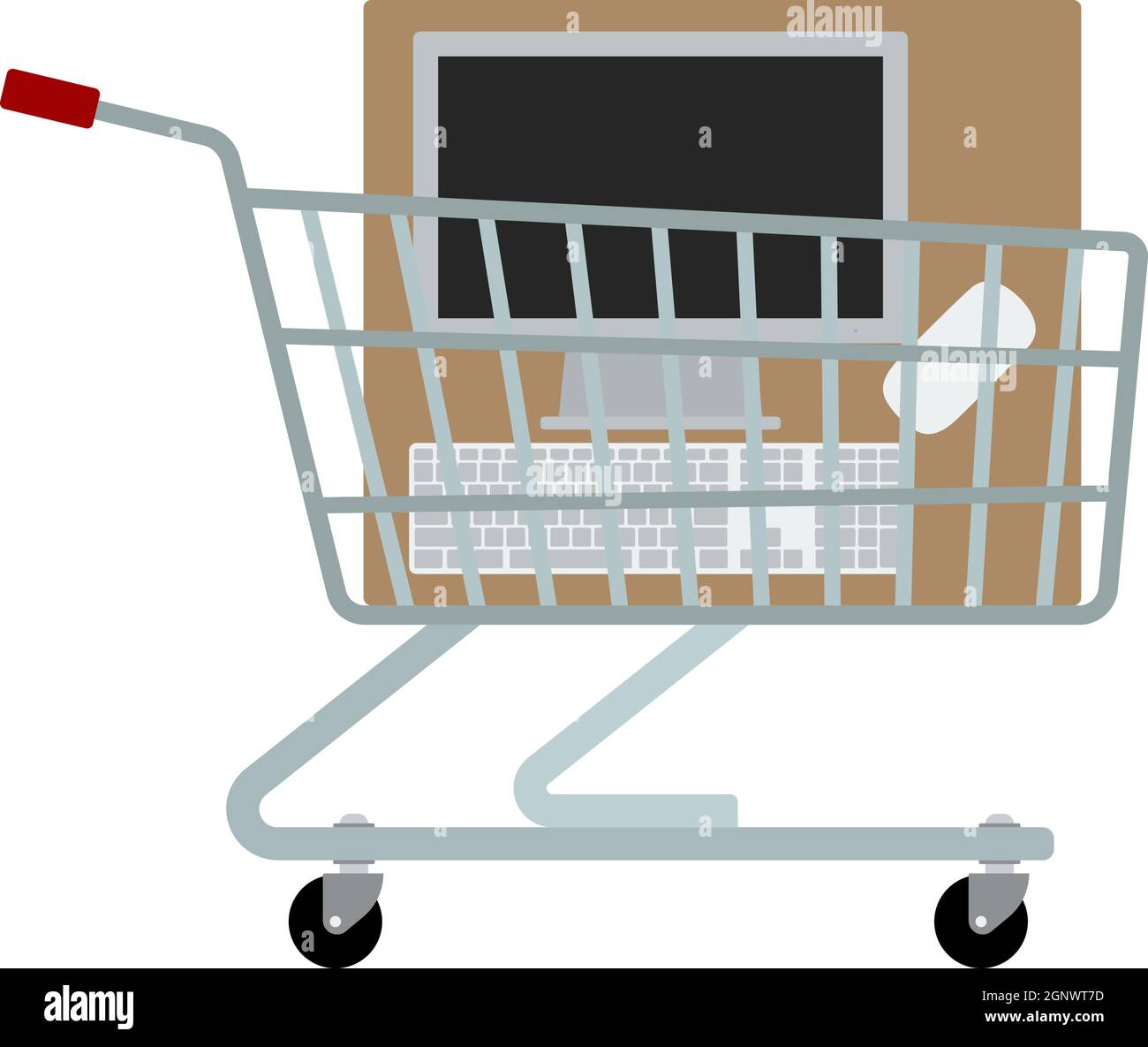 Shopping Cart With PC Icon Stock Vector Image & Art Alamy