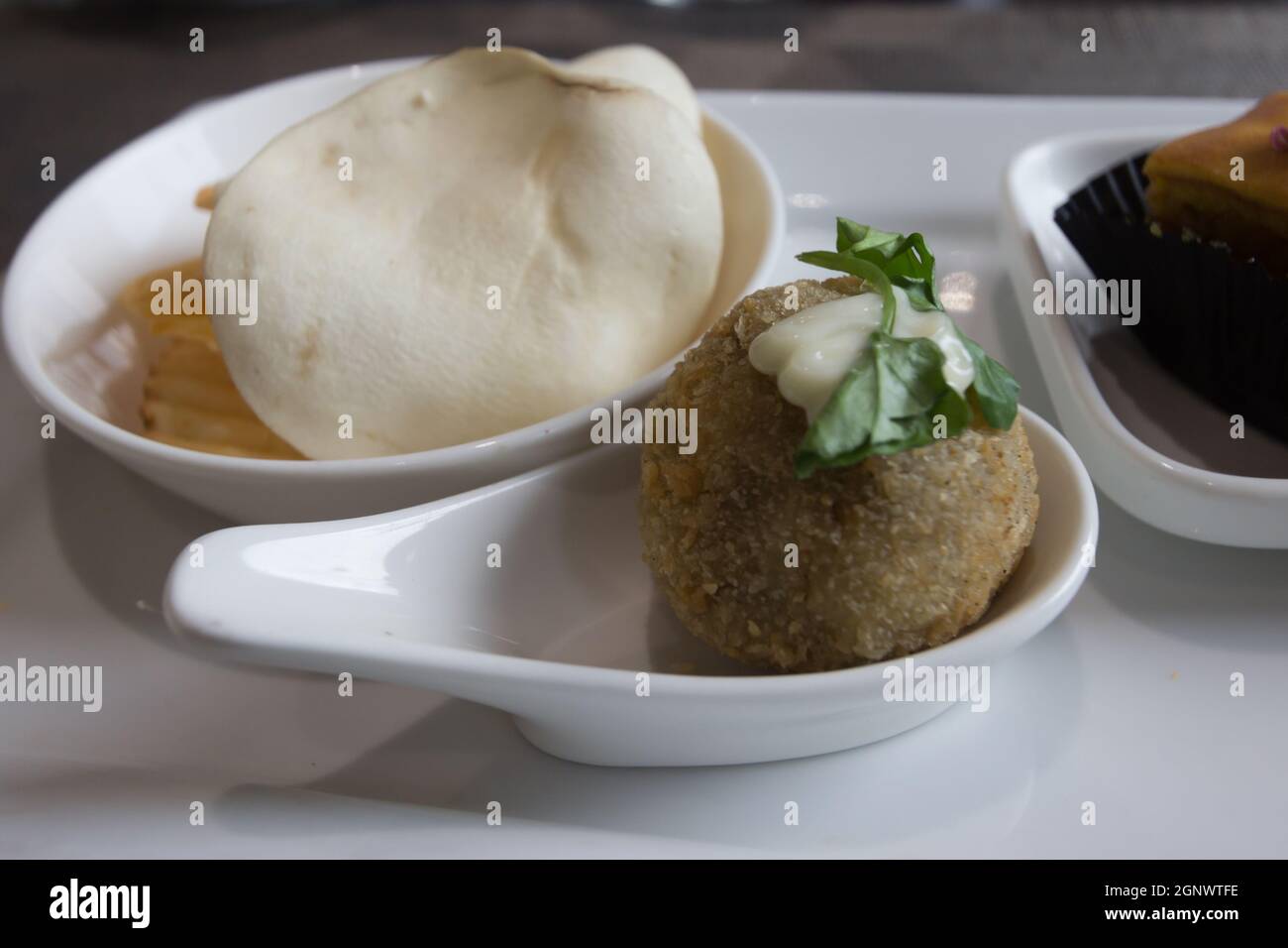 holland bitterballen fingger food in ceramic spoon Stock Photo