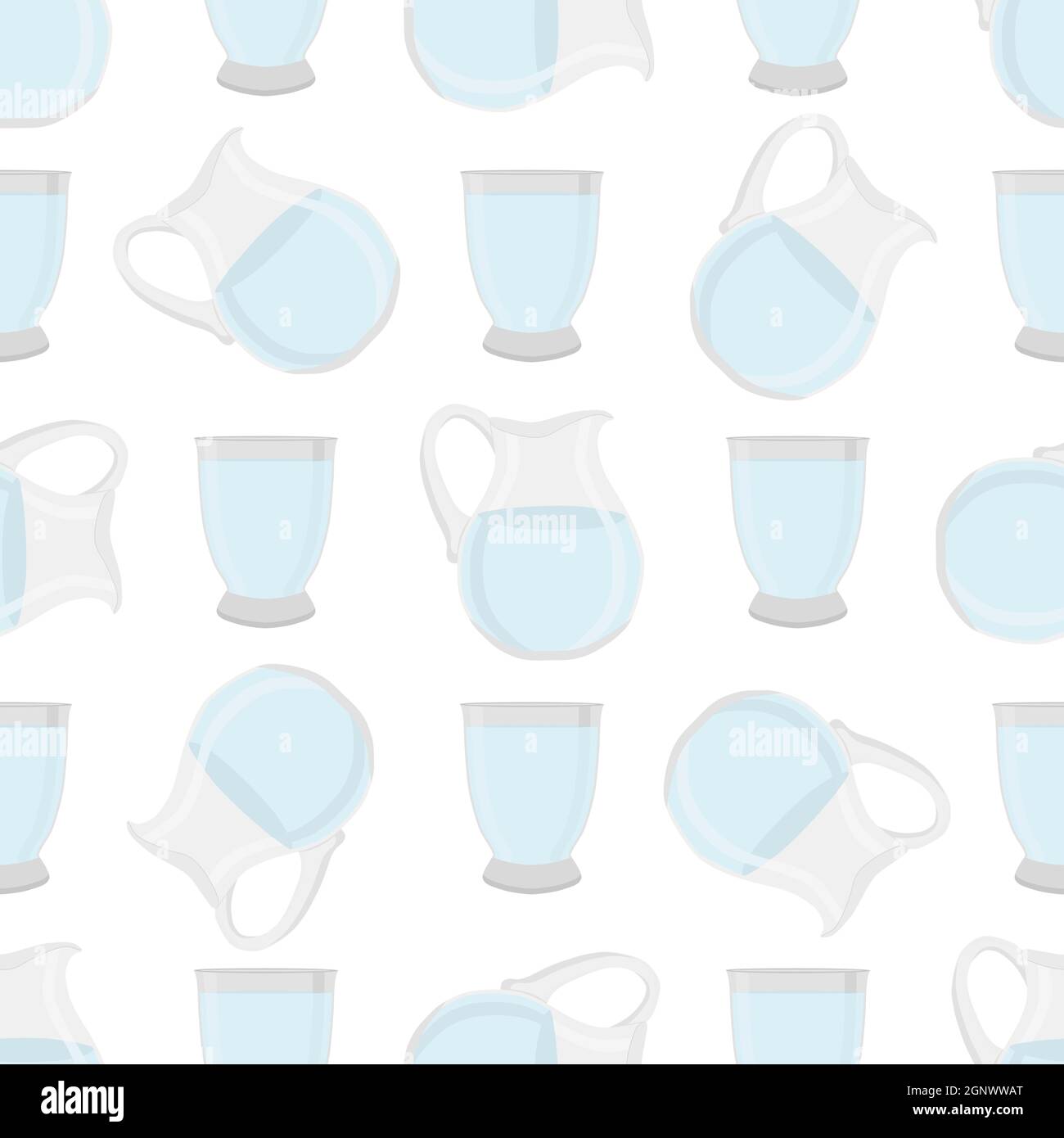 Illustration on theme colored set identical types glass jugs Stock