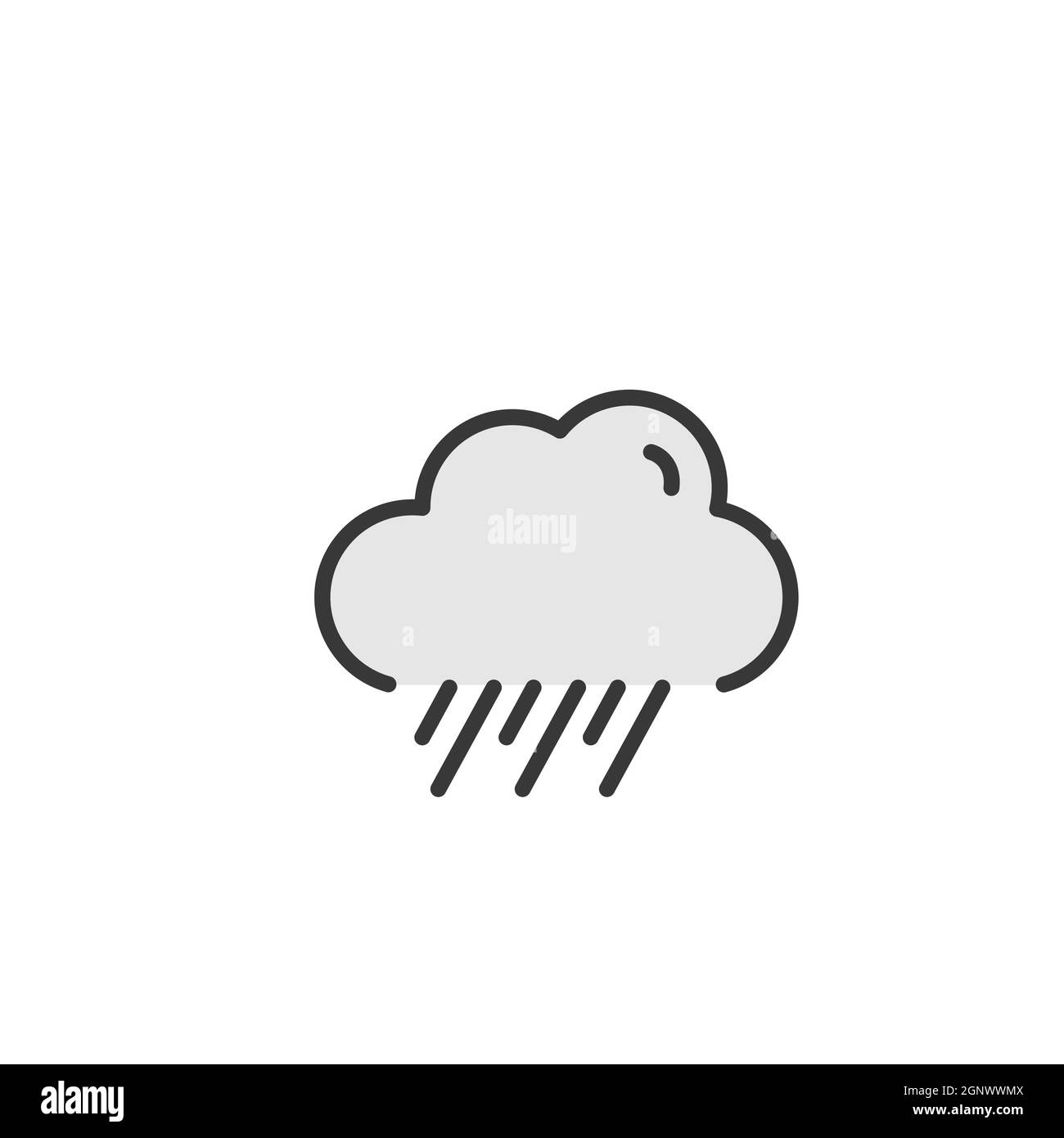 Rain and cloud. Filled color icon. Weather vector illustration Stock ...