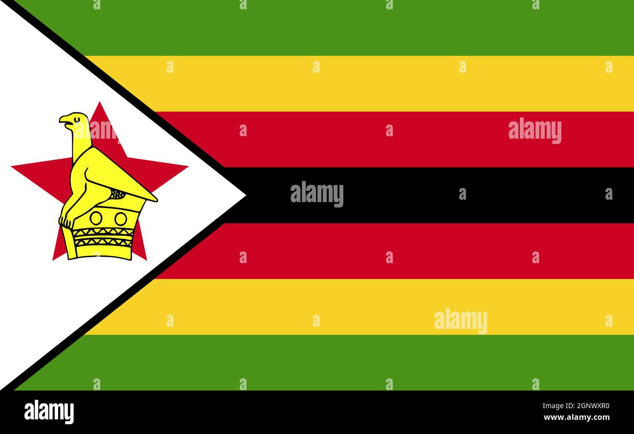 Zimbabwe national flag in exact proportions Vector illustration Stock