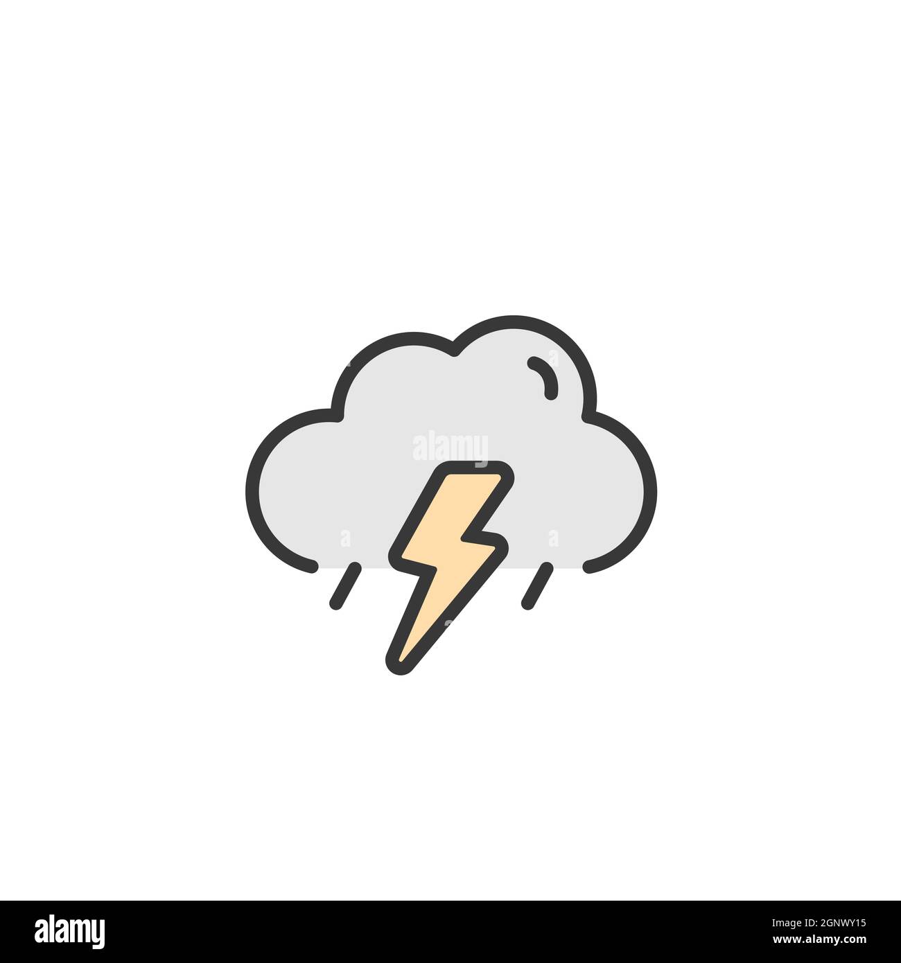 Storm and cloud. Filled color icon. Weather vector illustration Stock ...