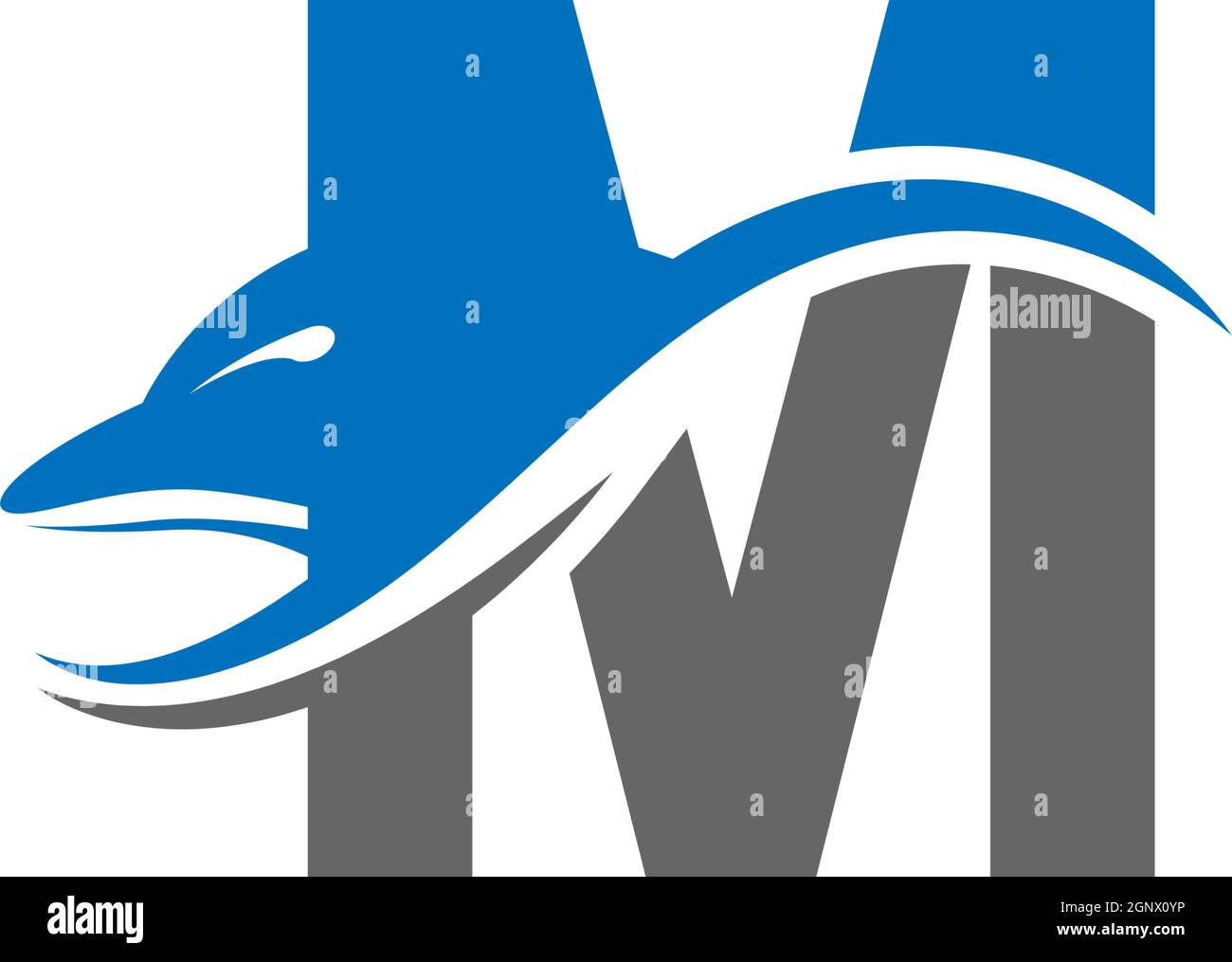 Dolphin with Letter M logo icon design concept vector template Stock Vector