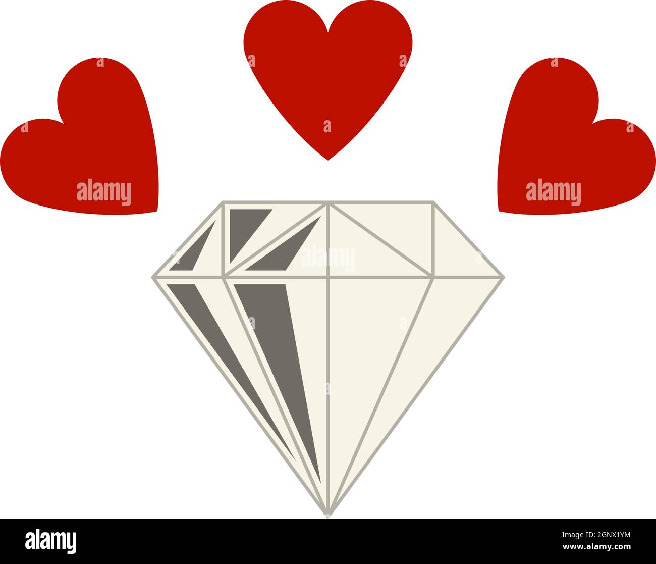 Diamond With Hearts Icon Stock Vector