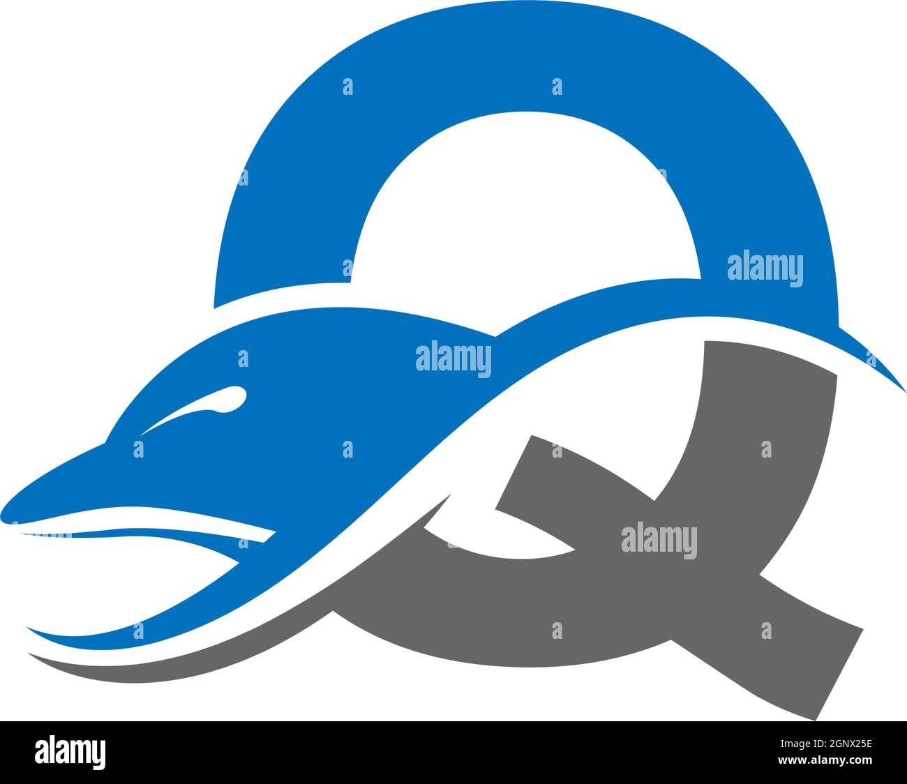 Dolphin with Letter Q logo icon design concept vector template Stock Vector
