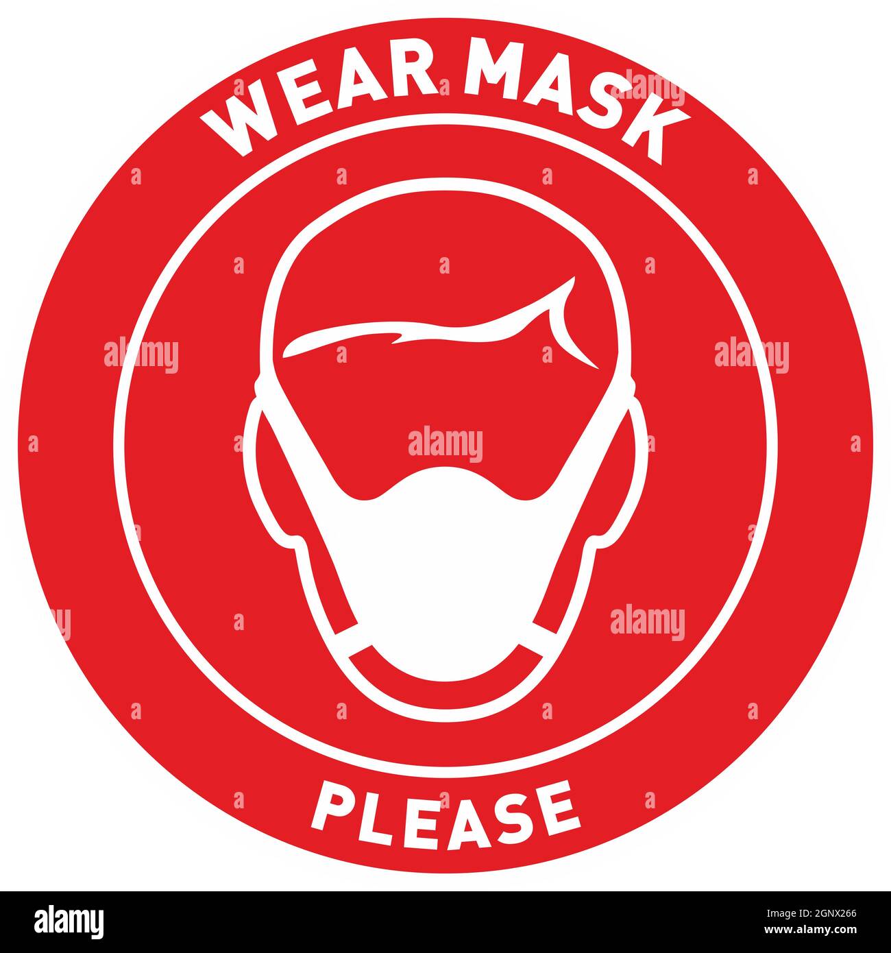 Wear Mask Line Vector red circle sign with text wear mask please. Character with white ...