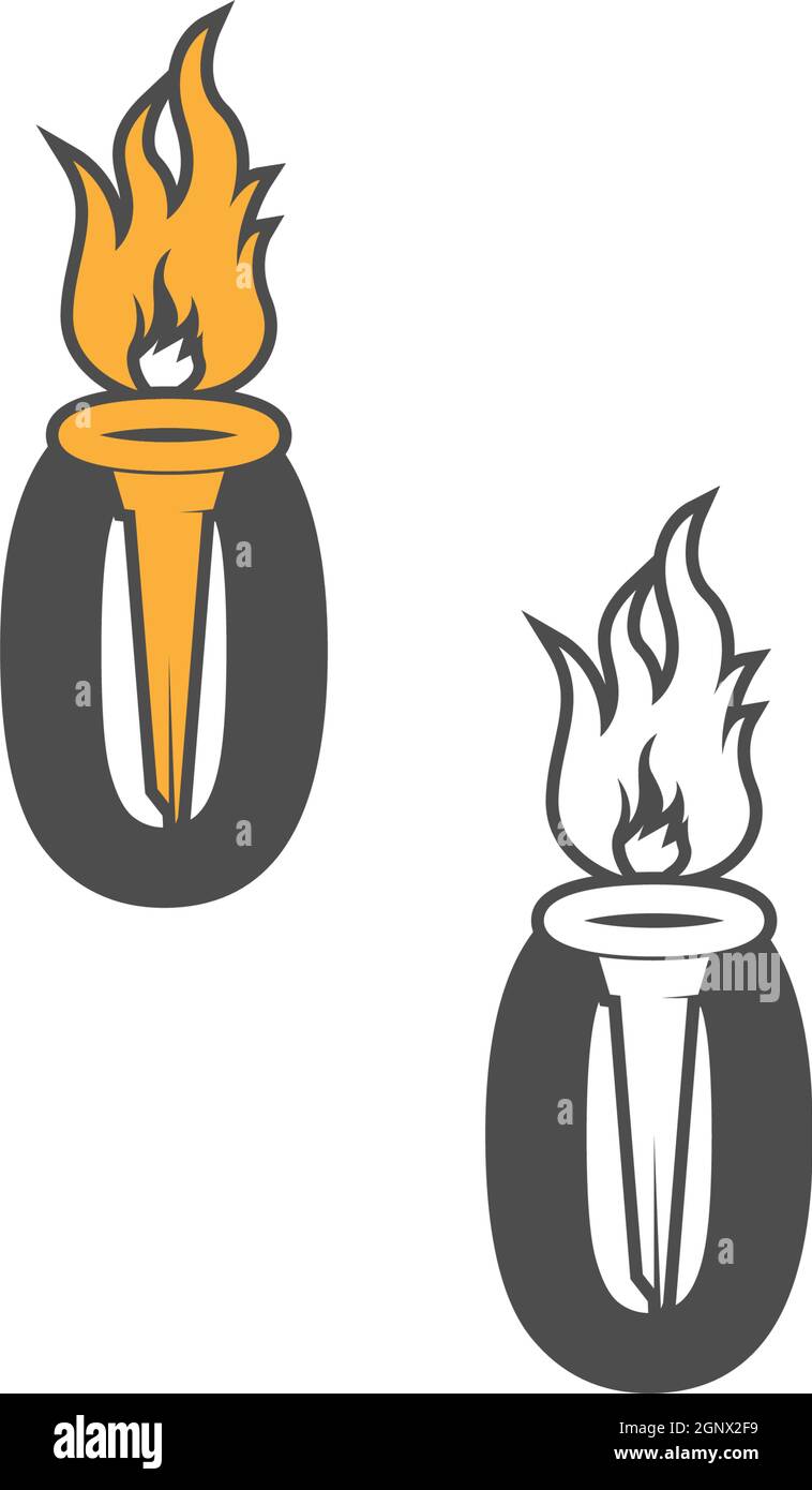 Number zero icon logo combined with torch icon design Stock Vector