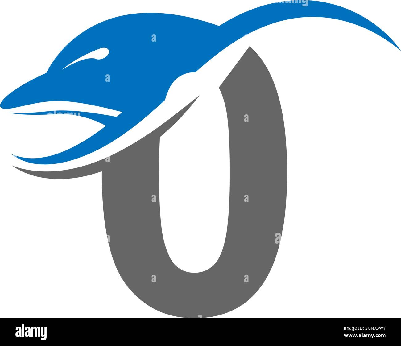 Dolphin with number zero logo icon design concept vector template Stock Vector