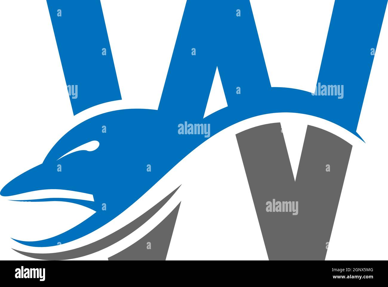 Dolphin with Letter W logo icon design concept vector template Stock Vector