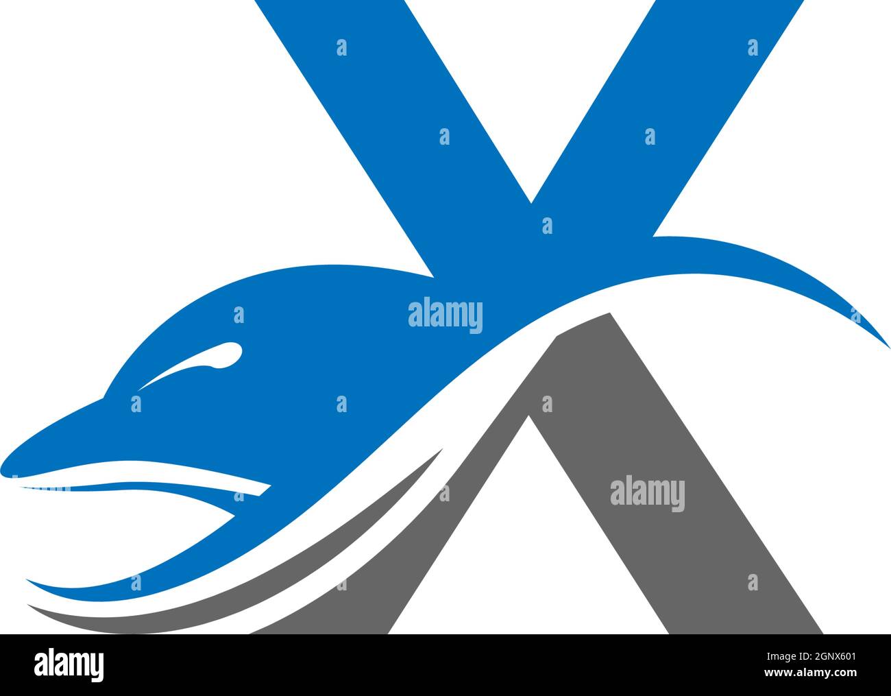 Dolphin with Letter X logo icon design concept vector template Stock Vector