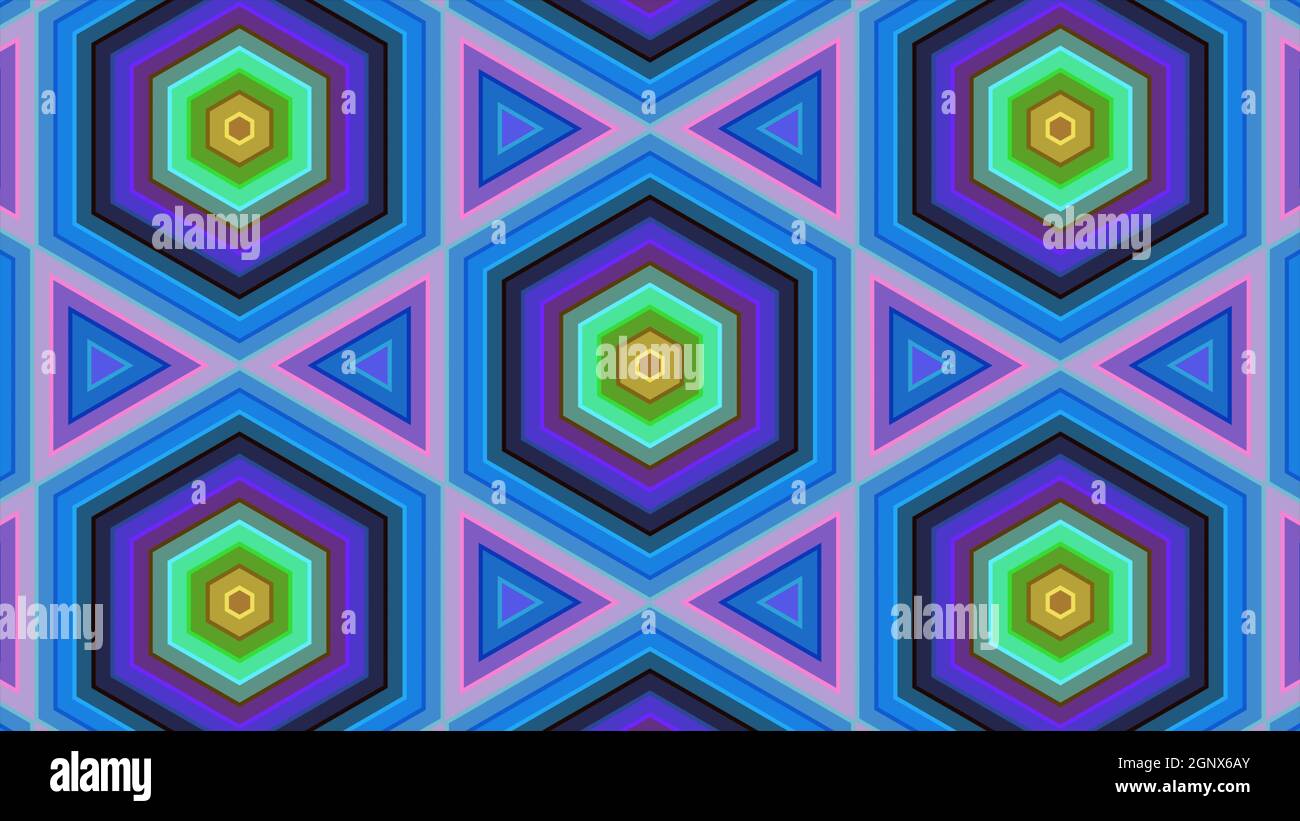 Abstract Surrounding Abstract background of colorful hexagon and different surrounding rings ...