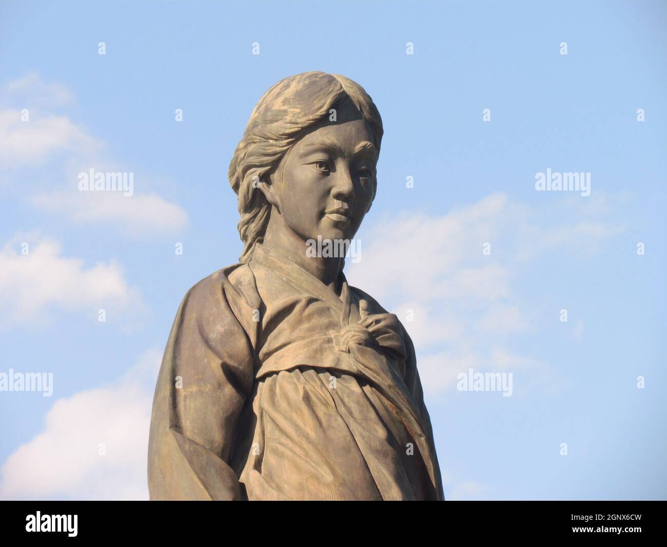 The Statue of Soyanggang Cheonyeo(Virgin) in Chuncheon, South Korea- Sep, 2020 : It was built in 2005 to spread the song of 'Soyanggang Cheonyeo' well Stock Photo