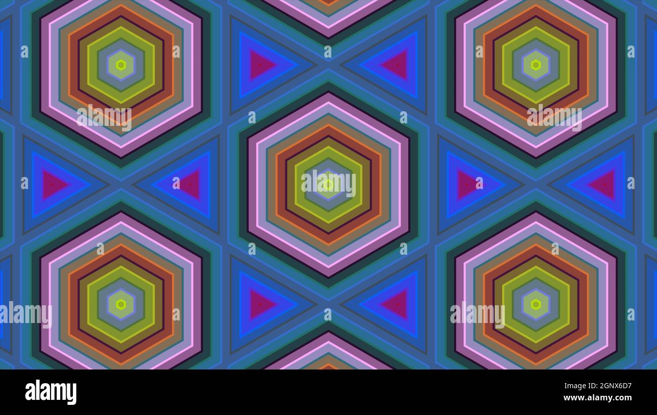 Abstract Surrounding Abstract background of colorful hexagon and different surrounding rings ...