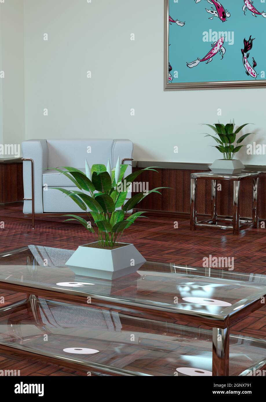 3D rendering of a living room interior Stock Photo - Alamy