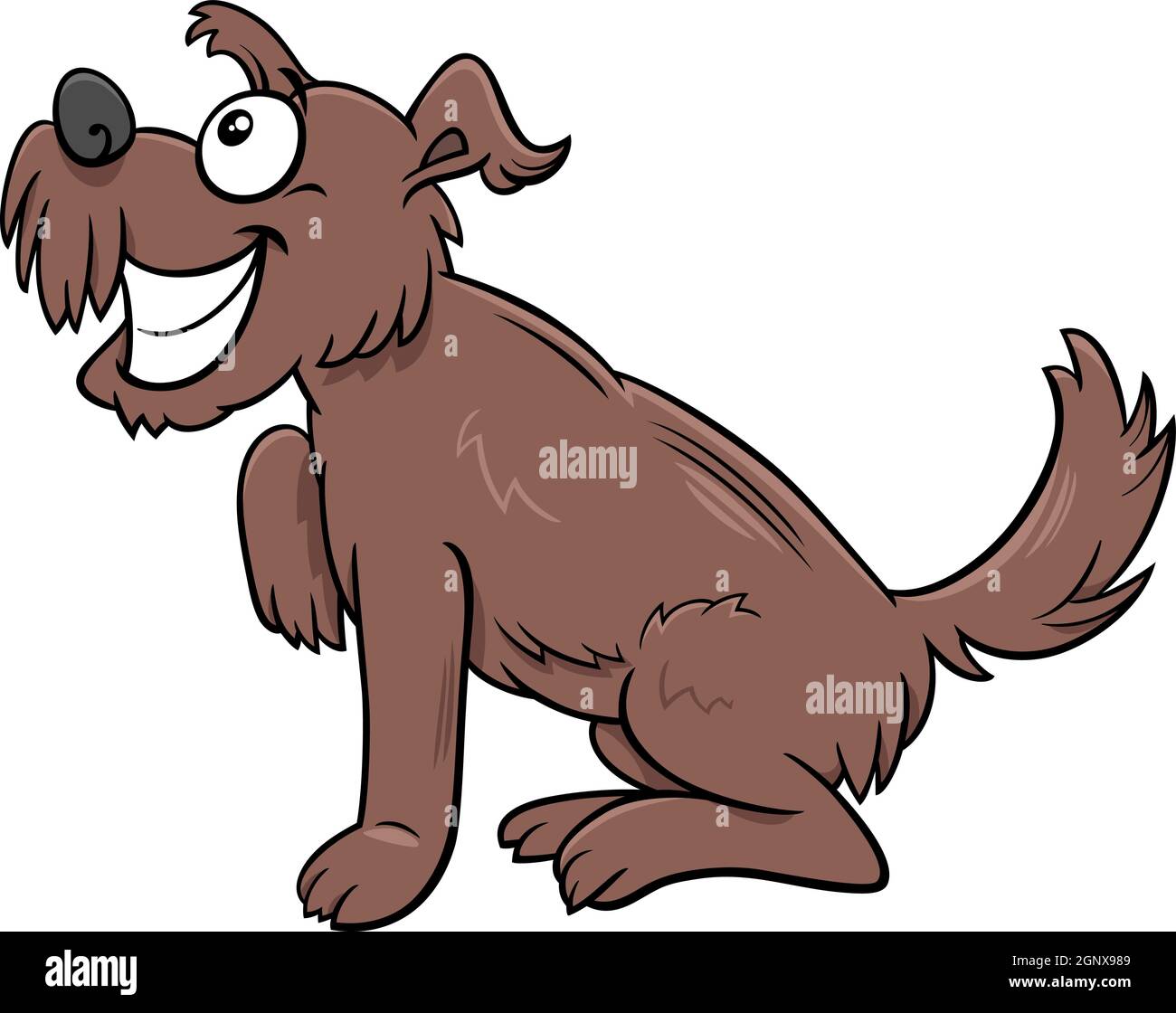 cartoon brown shaggy dog comic animal character Stock Vector Image