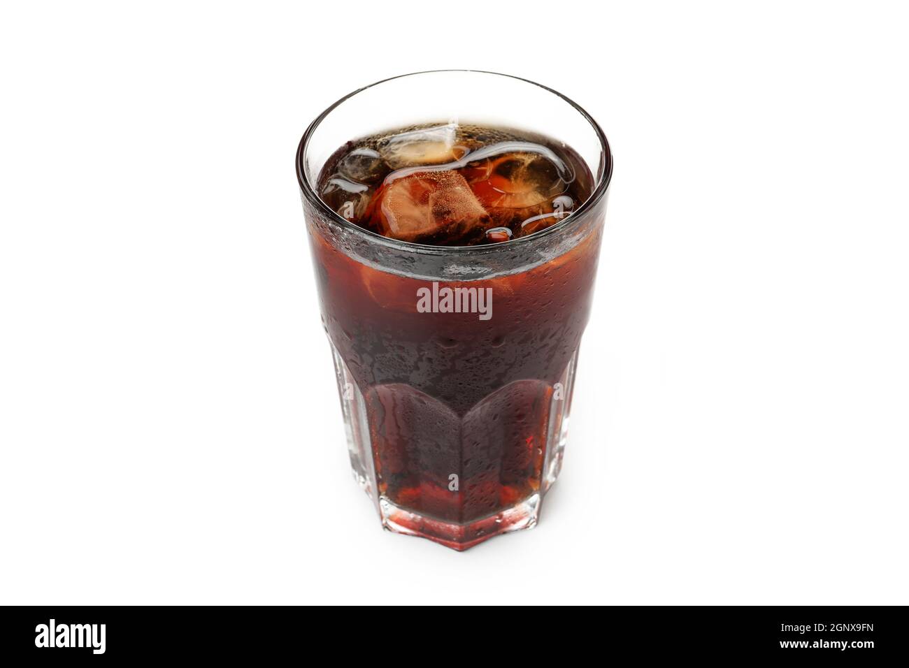 Glass of cola with ice isolated on white background Stock Photo - Alamy