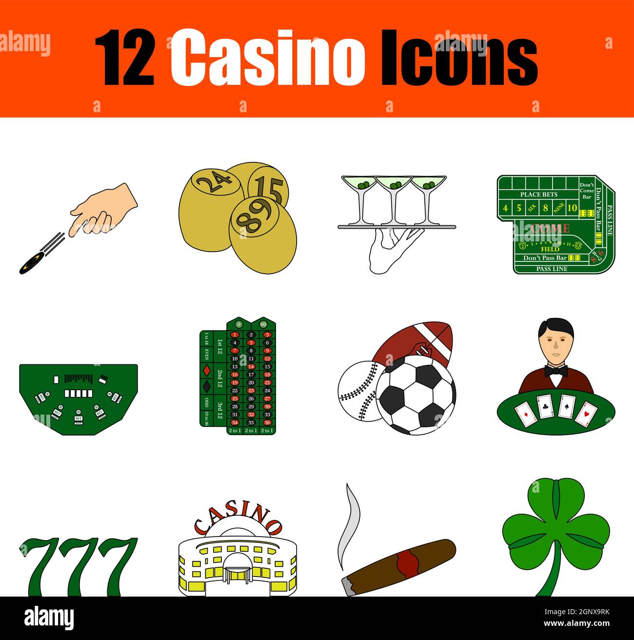 Casino Icon Set Stock Vector