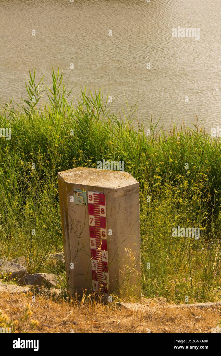 Indicator of water flow in the river Stock Photo