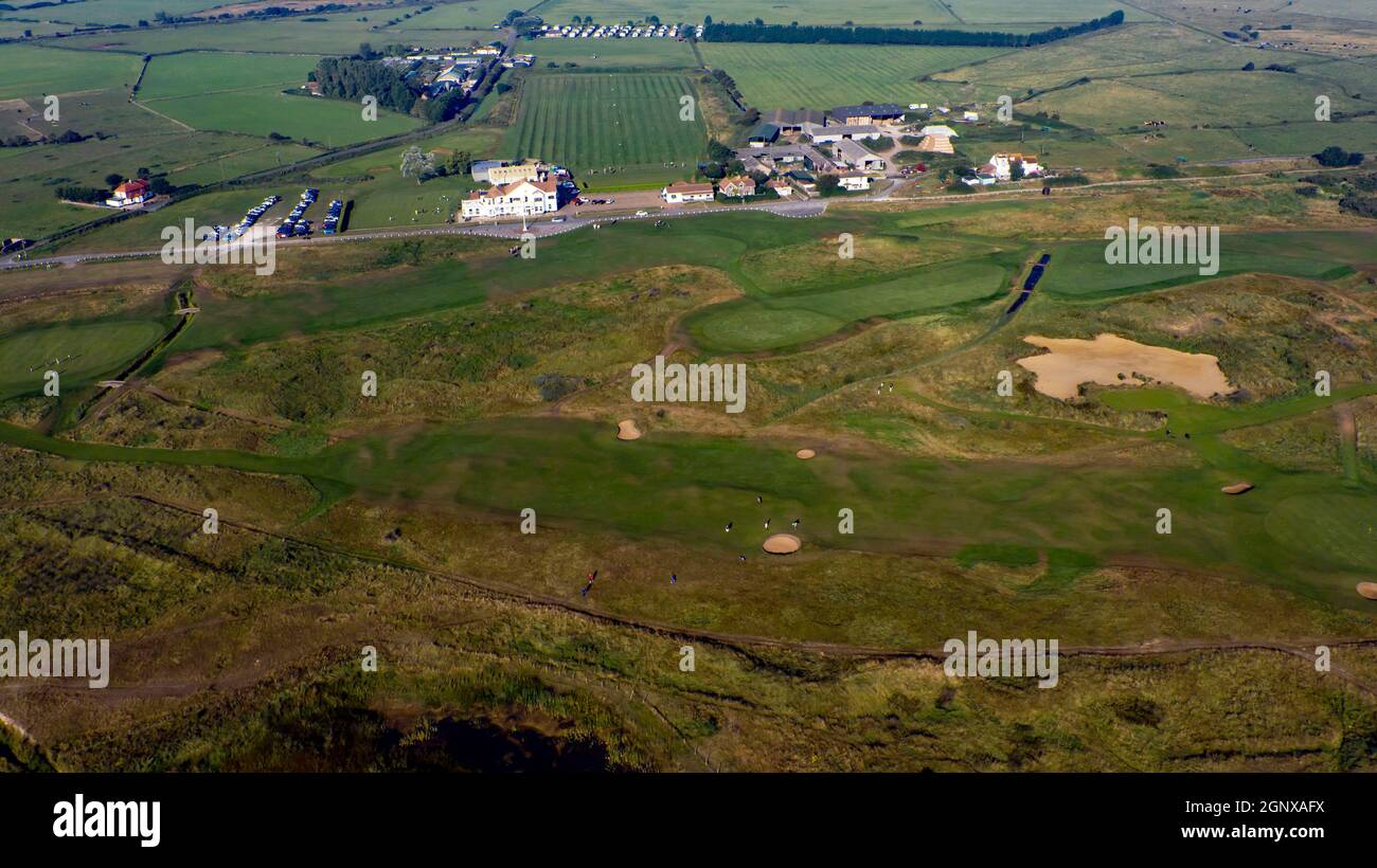 Close up Aerial View Of The Royal Cinque Ports Club House And Golf close-up-aerial-view-of-the-royal-cinque-ports-club-house-and-golf