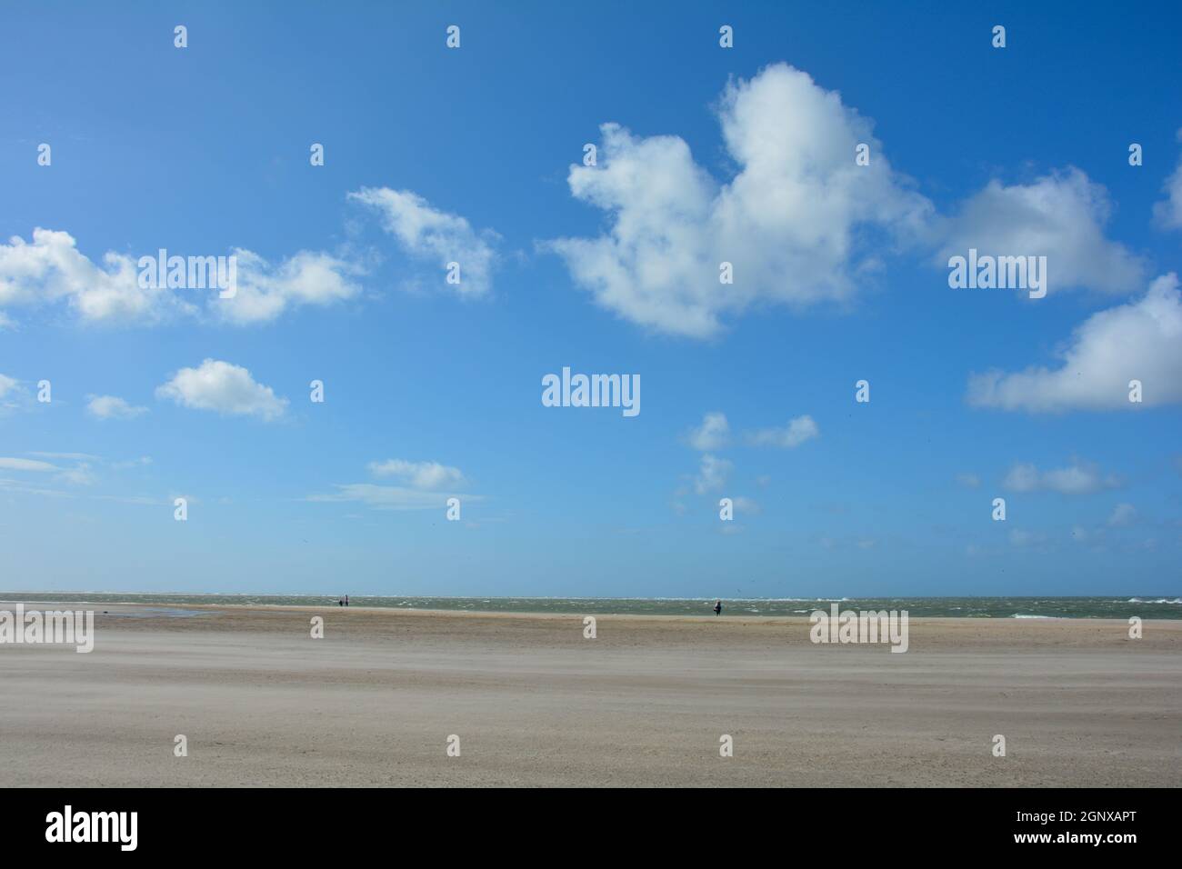 Sea and waves with sand beach and blue sky with white clouds Stock ...