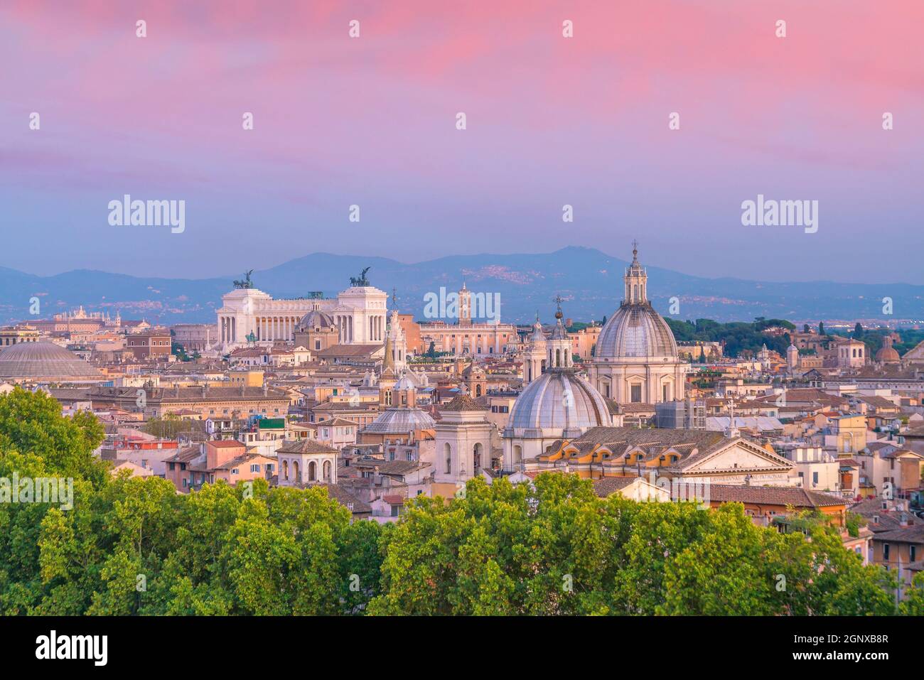 Top view of Rome city skyline from Castel Sant'Angelo, Italy Stock ...