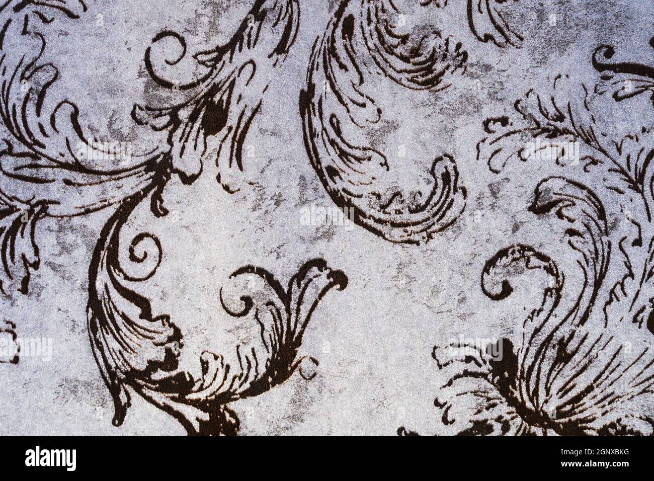 Distressed Fabric Texture Background with Seamless Floral Pattern. Stock Photo