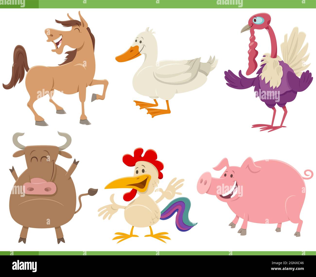 cartoon funny farm animal characters set Stock Vector