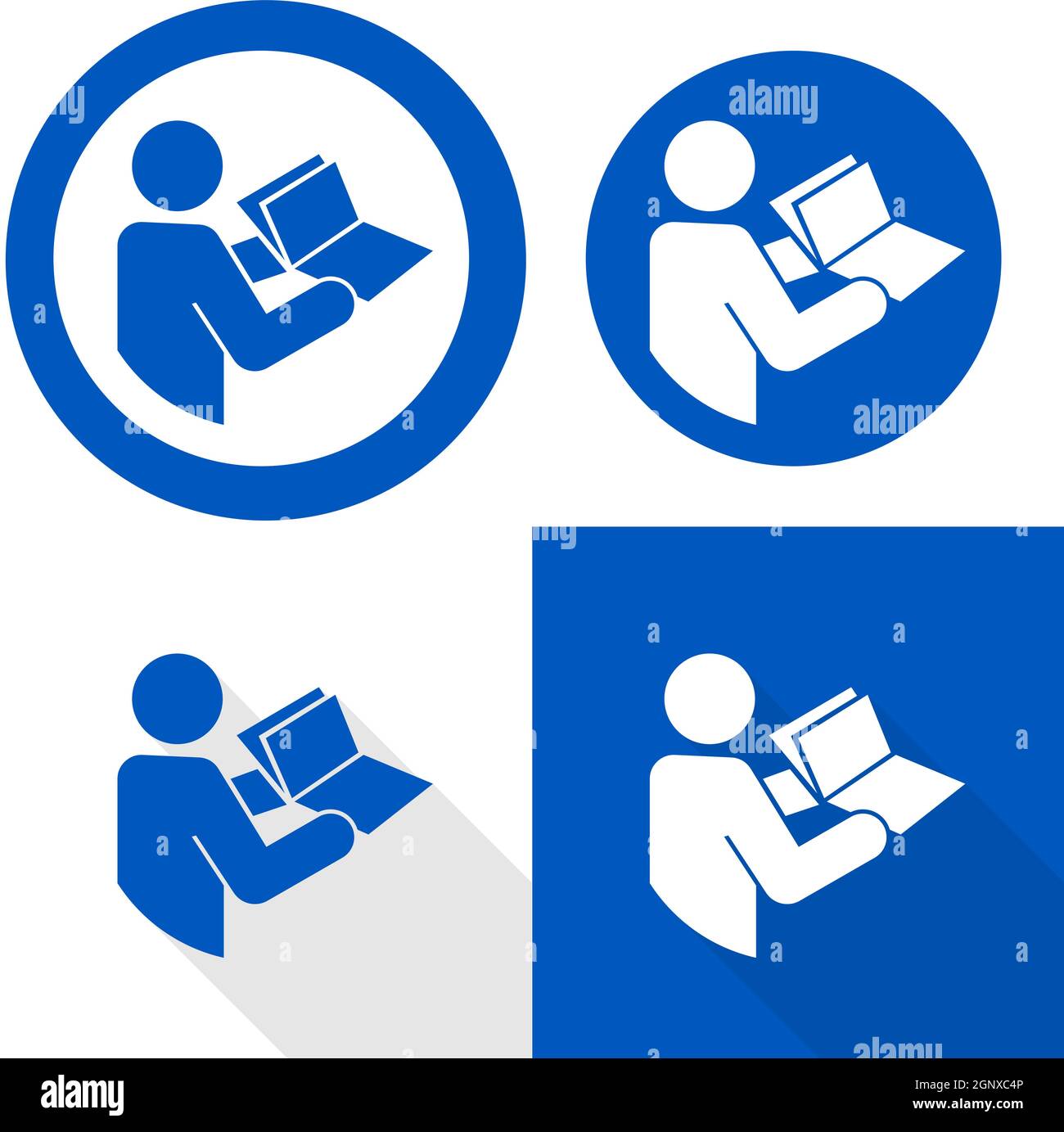 Manual book symbol. Read before use. Refer to instruction manual booklet mandatory sign Stock Vector