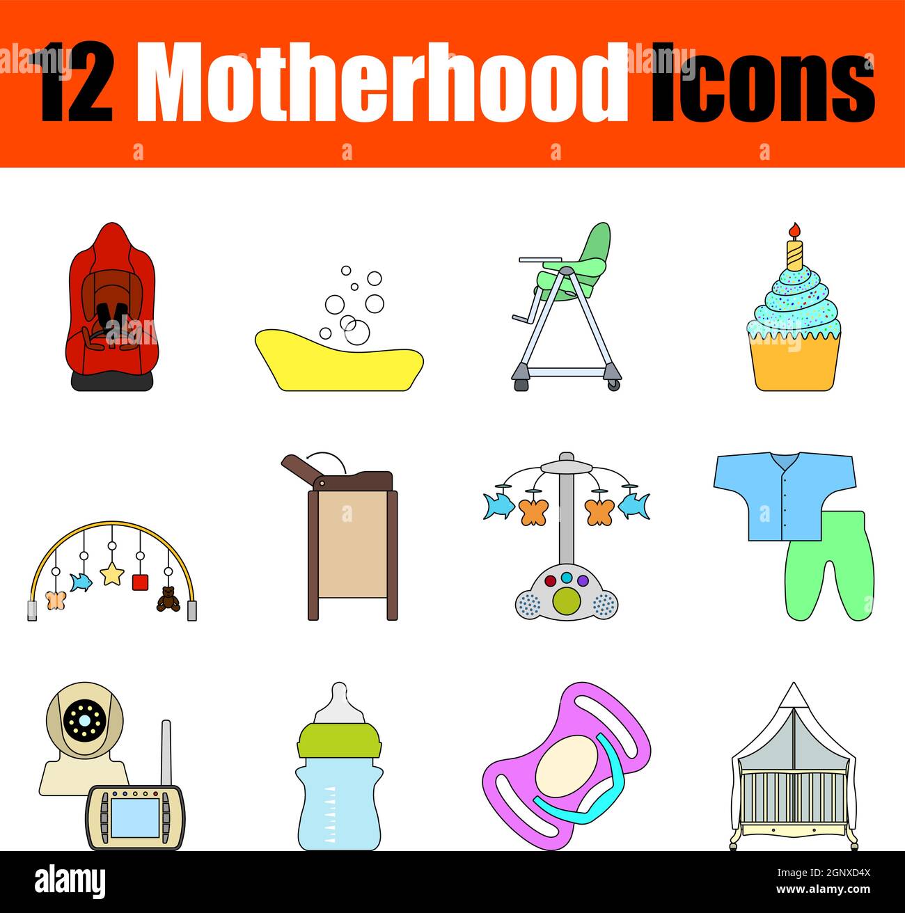Motherhood Icon Set Stock Vector