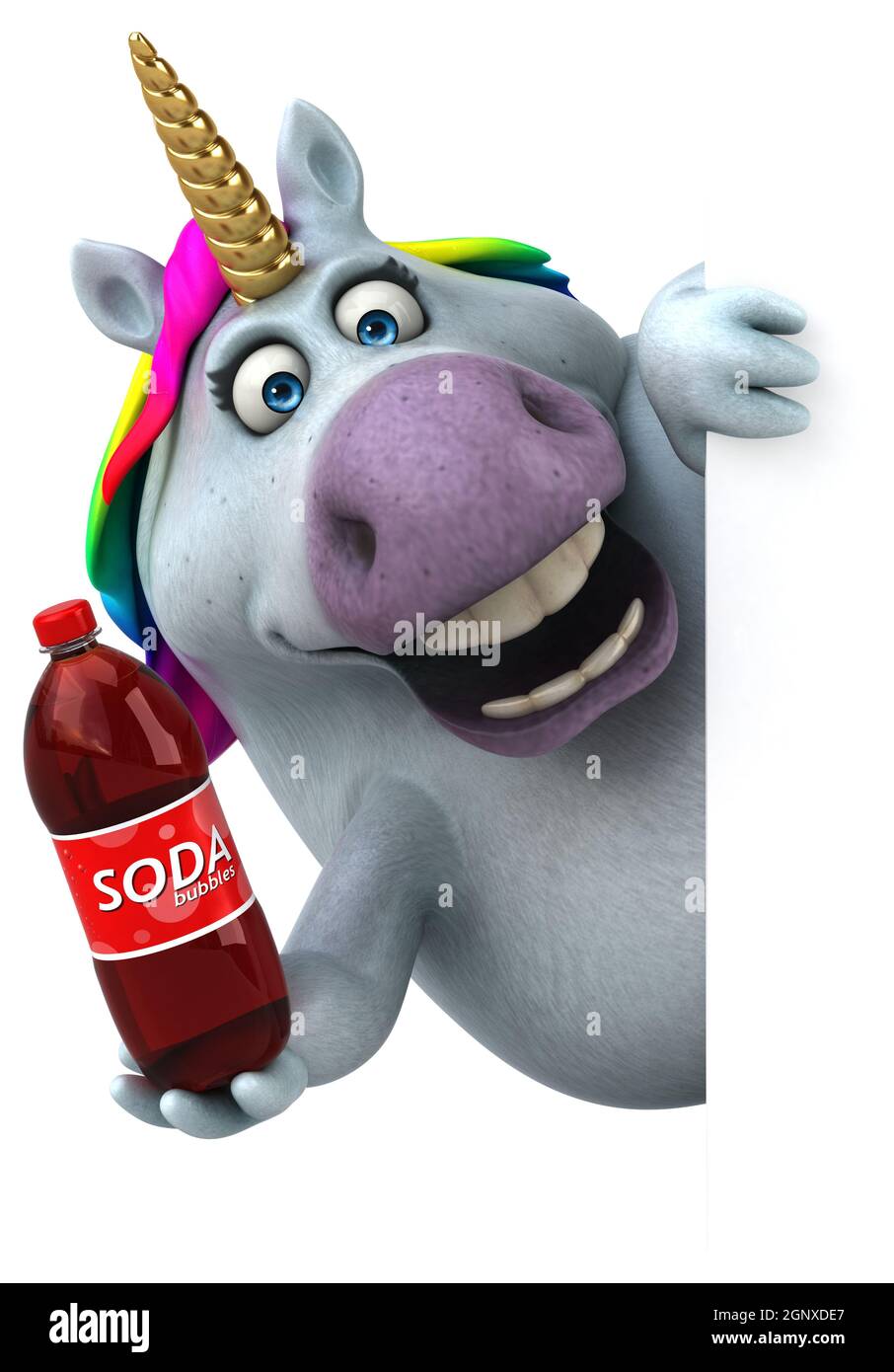Fun unicorn - 3D Illustration Stock Photo
