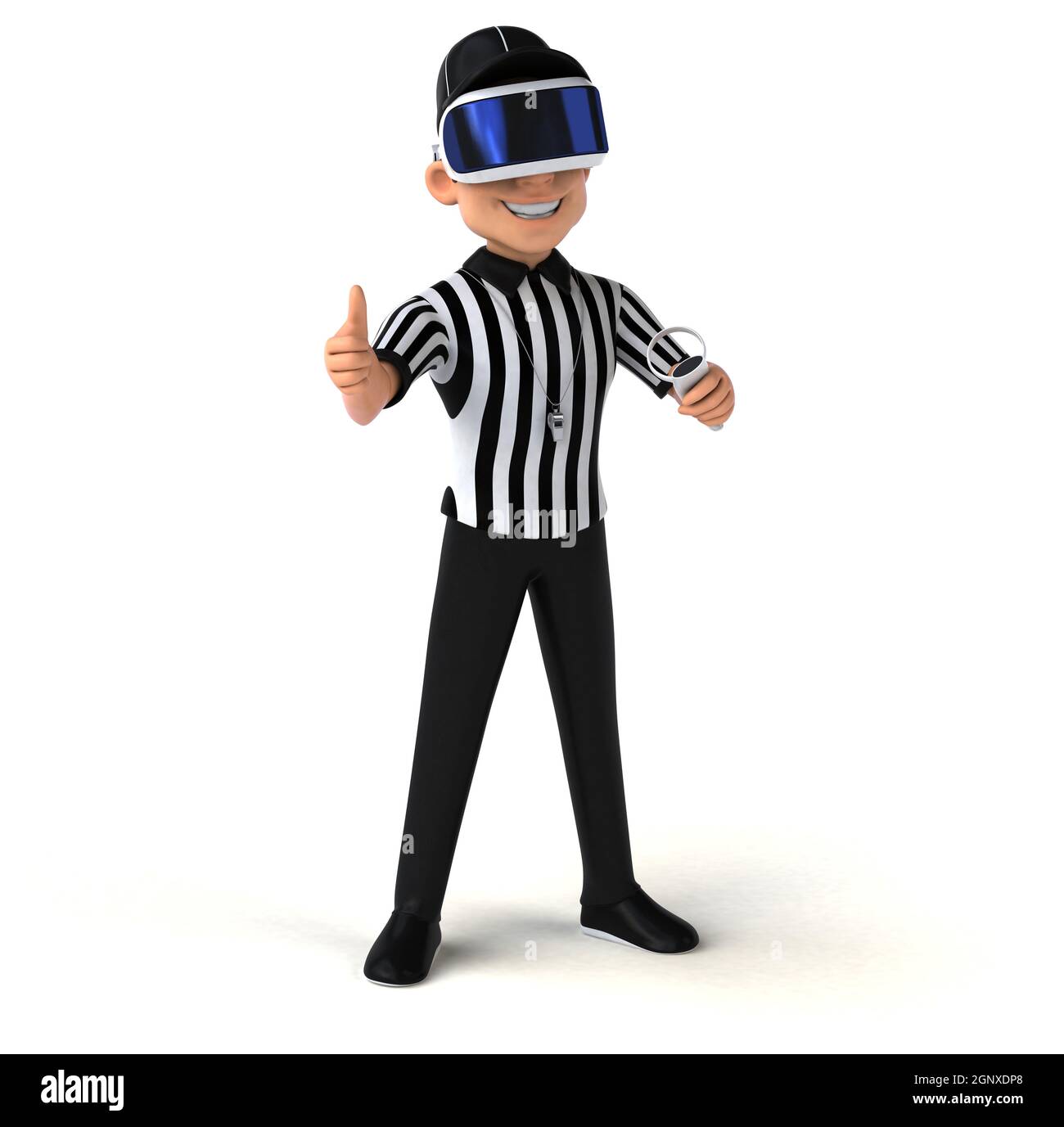 Fun 3D Illustration of a referee with a VR Helmet Stock Photo Alamy