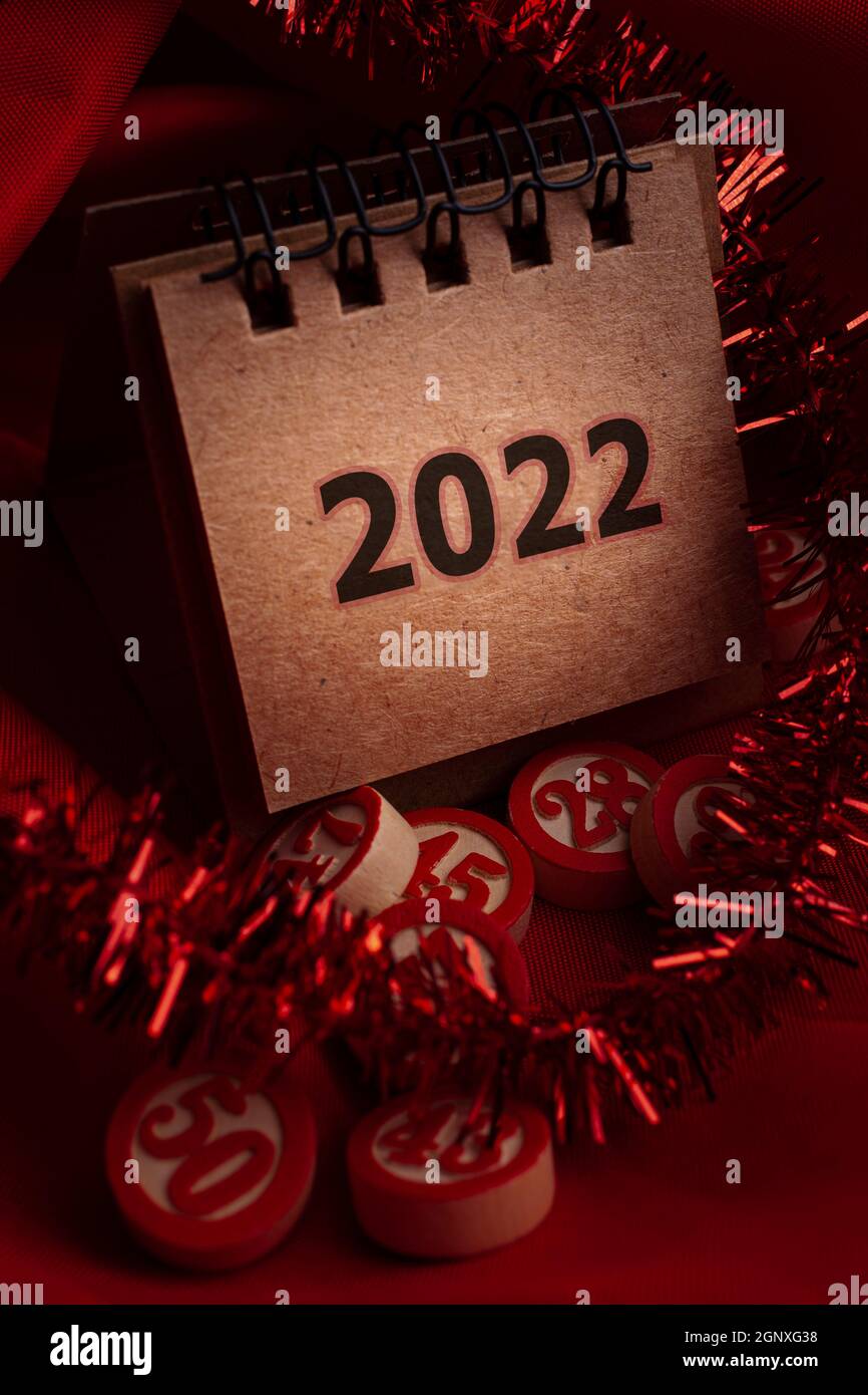 Calendar 2022 and christmas decoration - New year concept Stock Photo -  Alamy