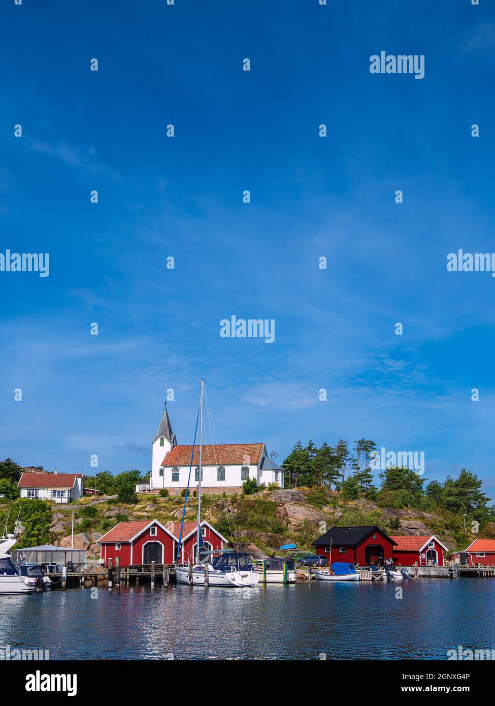 View to the city Hamburgsund in Sweden. Stock Photo
