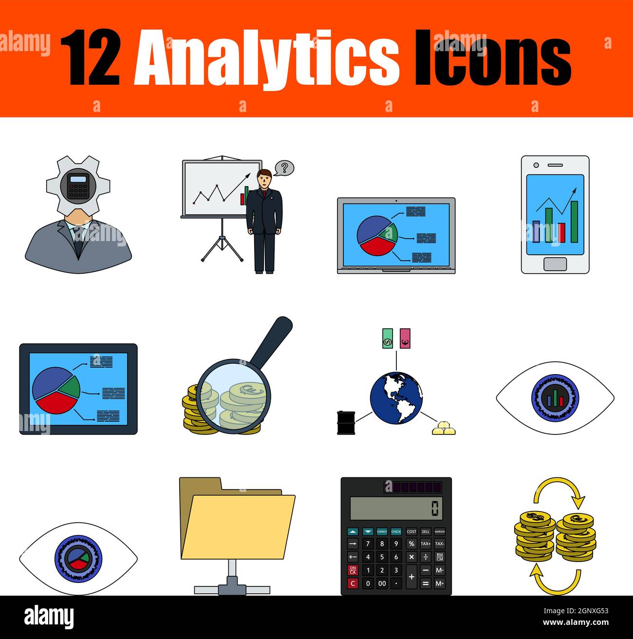 Analytics Icon Set Stock Vector